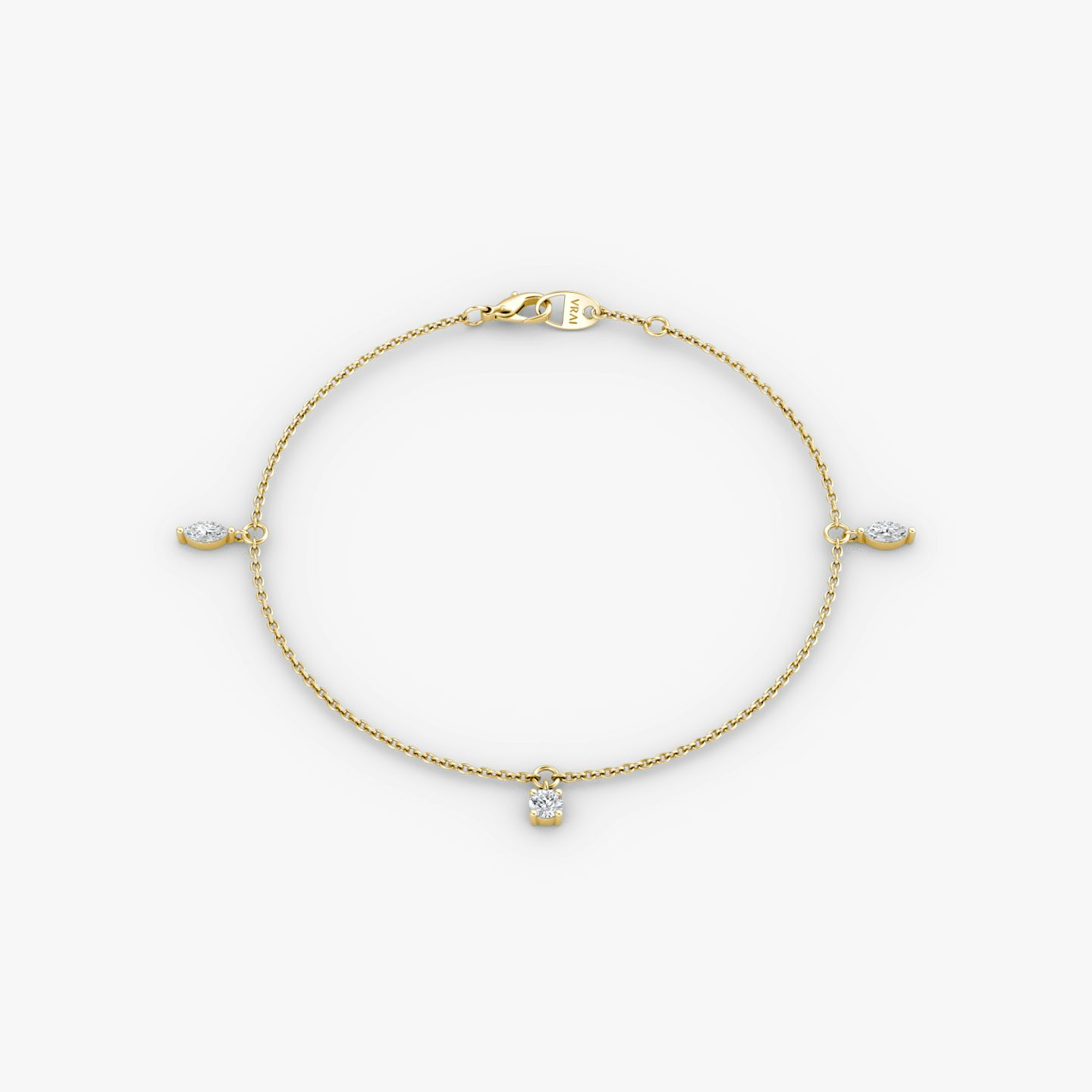 Floating Mixed Shape Bracelet | 14k | Or jaune | diamondCount: 3 | diamondSize: original | chainLength: 7
