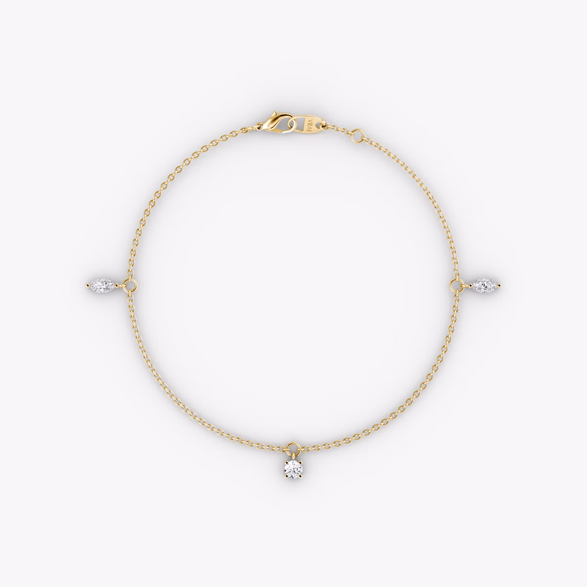 Floating Mixed Shape Bracelet | 14k | Or jaune | diamondCount: 3 | diamondSize: original | chainLength: 7
