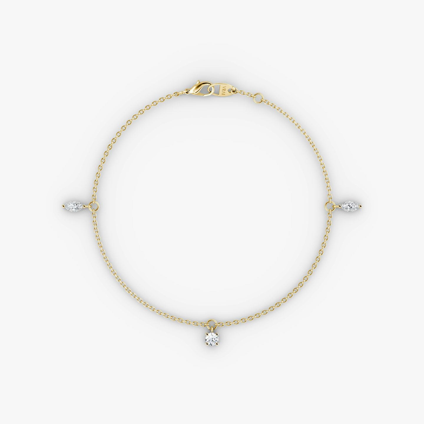 Floating Mixed Shape Bracelet | 14k | Or jaune | diamondCount: 3 | diamondSize: original | chainLength: 7