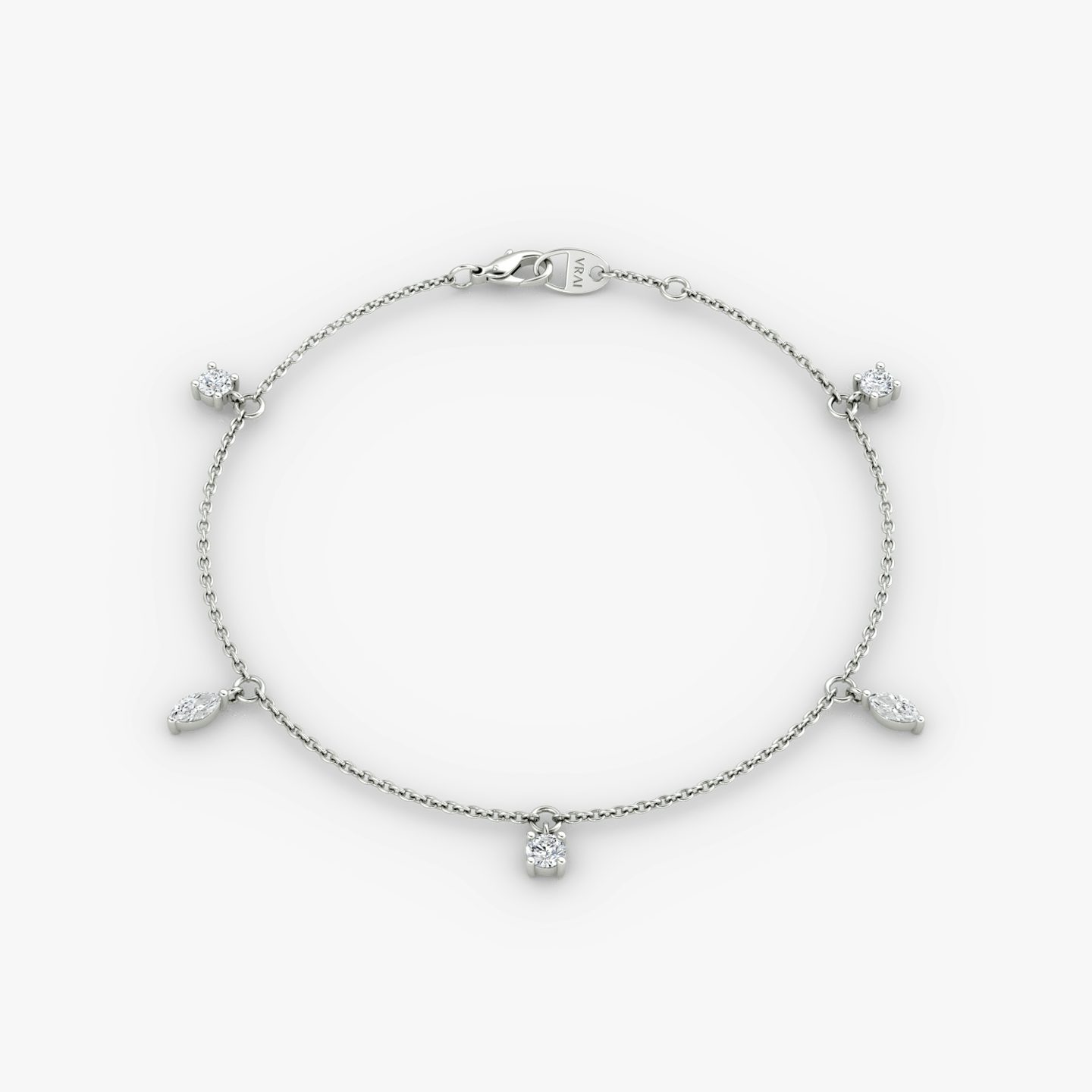 Floating Mixed Shape Bracelet | 14k | Oro blanco | diamondCount: 5 | diamondSize: original | chainLength: 7