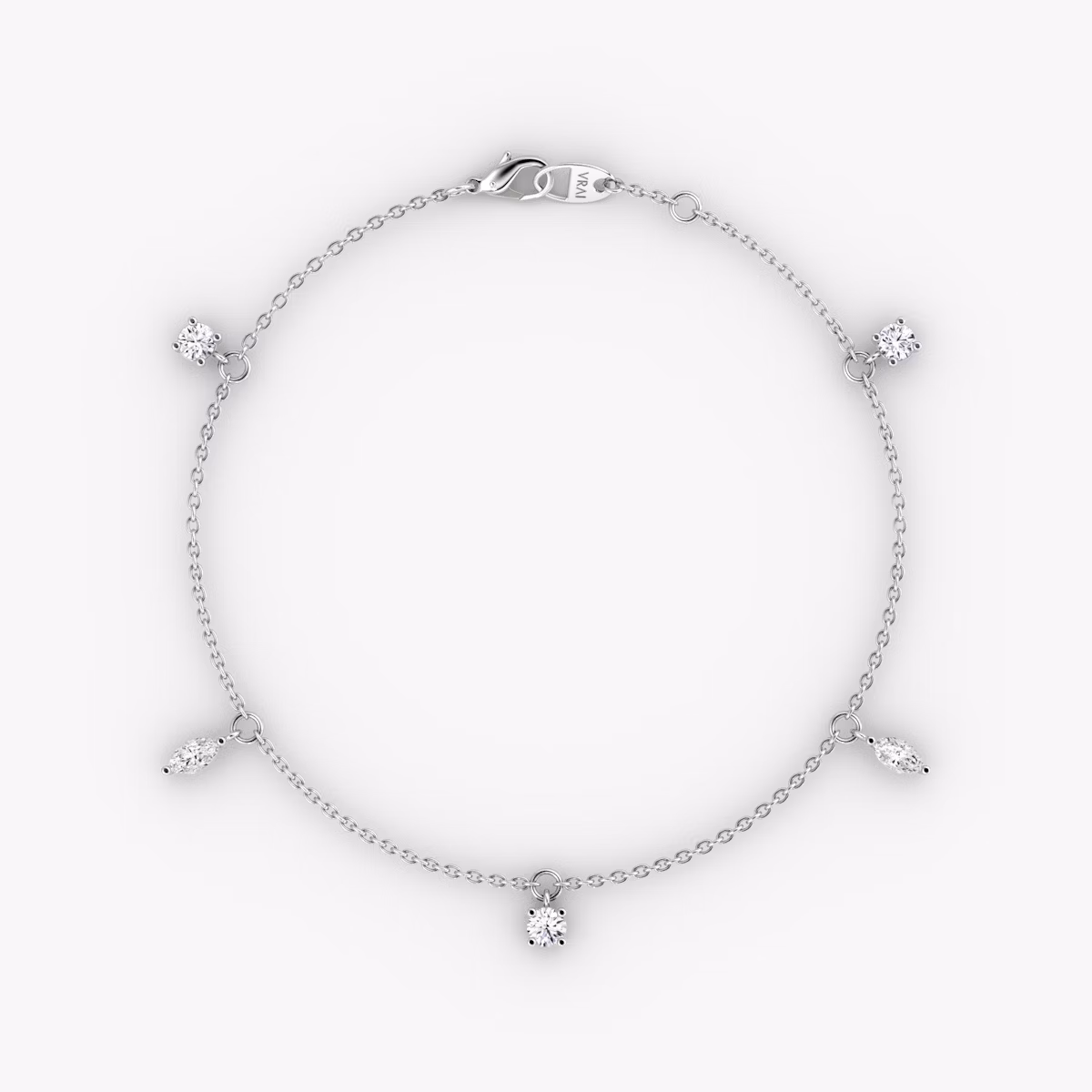 Floating Mixed Shape Bracelet | 14k | Oro blanco | diamondCount: 5 | diamondSize: original | chainLength: 7