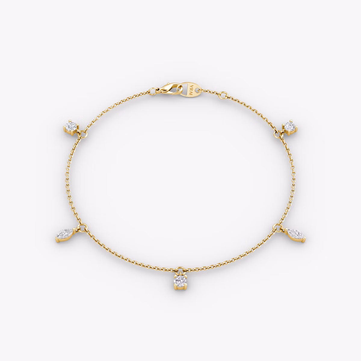 Floating Mixed Shape Bracelet | 14k | Oro amarillo | diamondCount: 5 | diamondSize: original | chainLength: 7