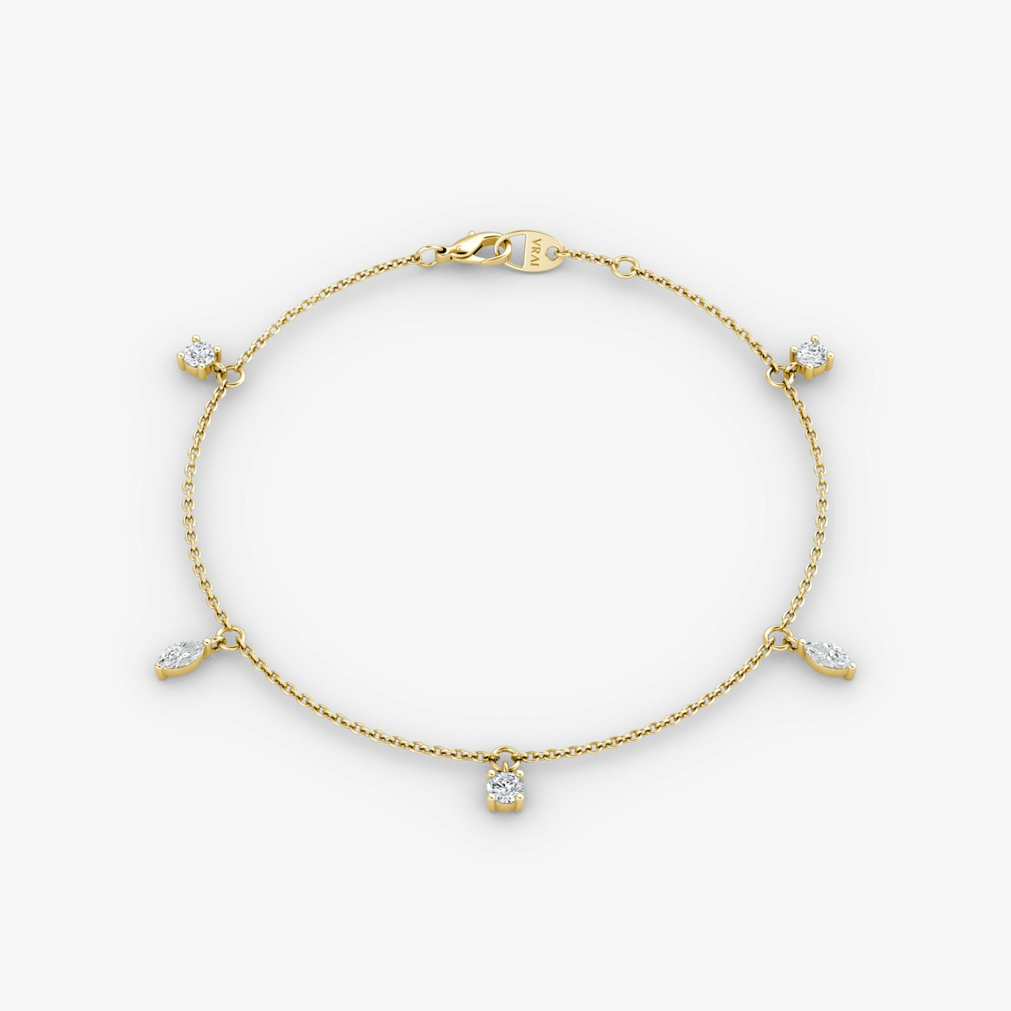 Floating Mixed Shape Bracelet | 14k | Oro amarillo | diamondCount: 5 | diamondSize: original | chainLength: 7