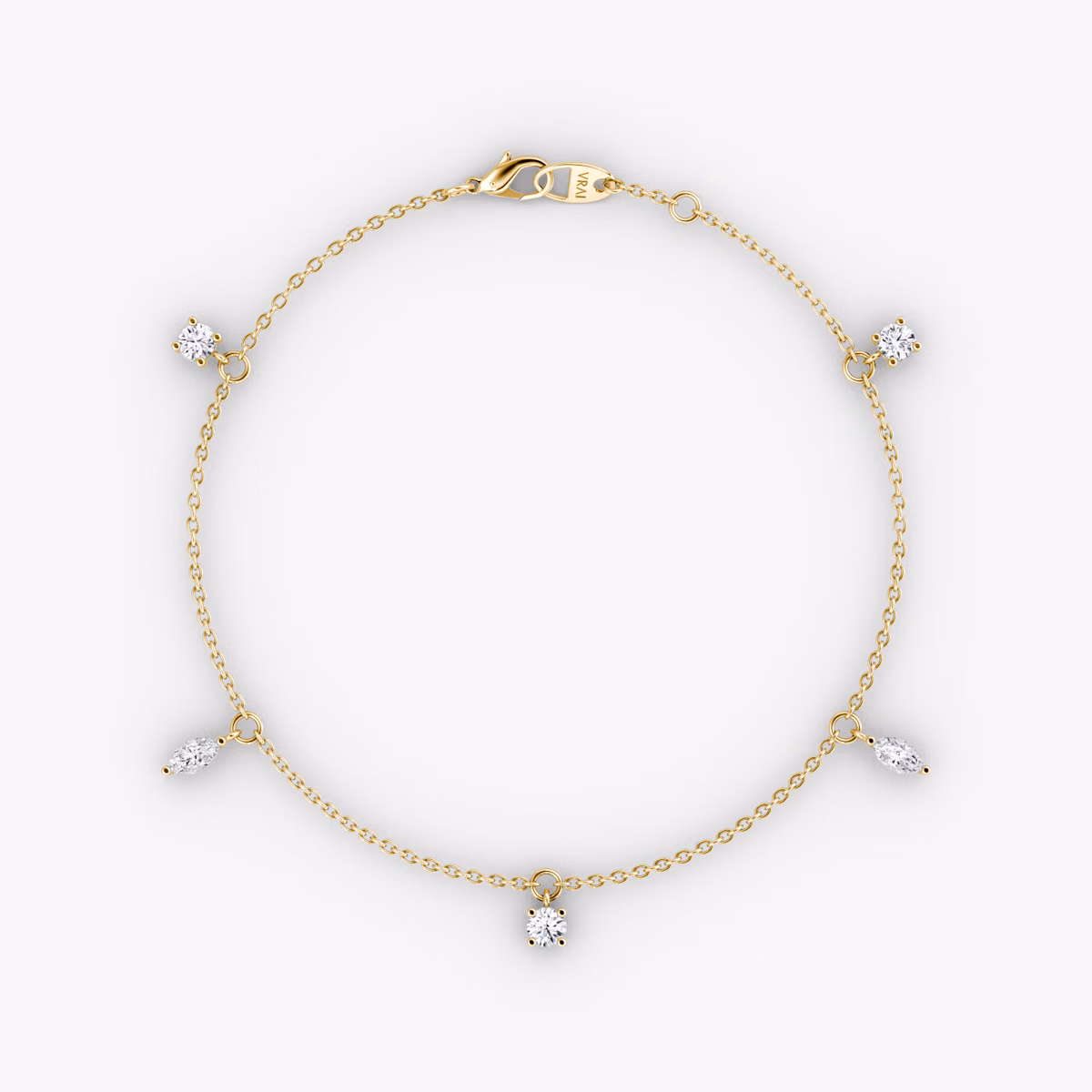 Floating Mixed Shape Bracelet | 14k | Oro amarillo | diamondCount: 5 | diamondSize: original | chainLength: 7
