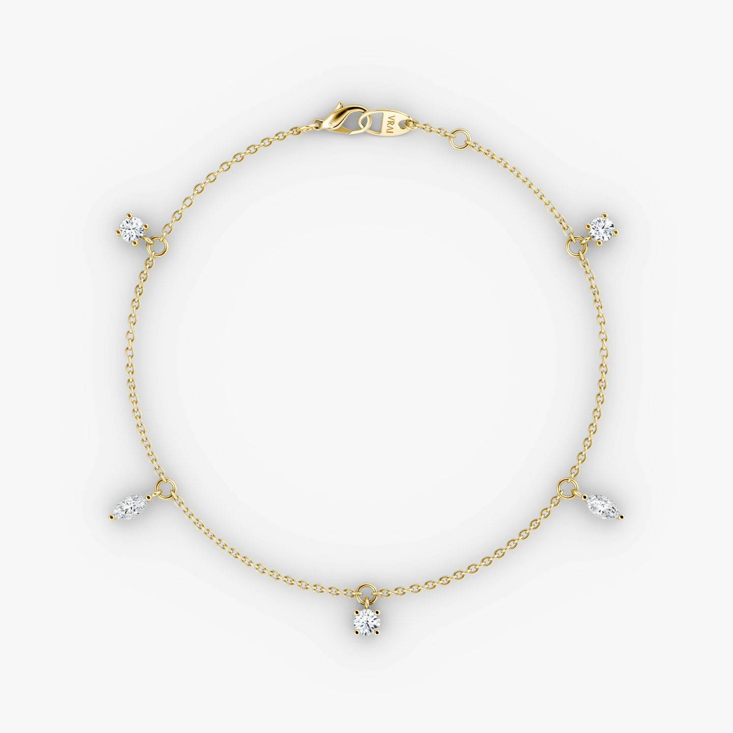 Floating Mixed Shape Bracelet | 14k | Oro amarillo | diamondCount: 5 | diamondSize: original | chainLength: 7