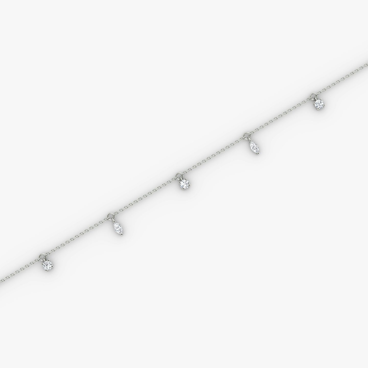 Floating Mixed Shape Bracelet | 14k | Oro blanco | diamondCount: 5 | diamondSize: original | chainLength: 7