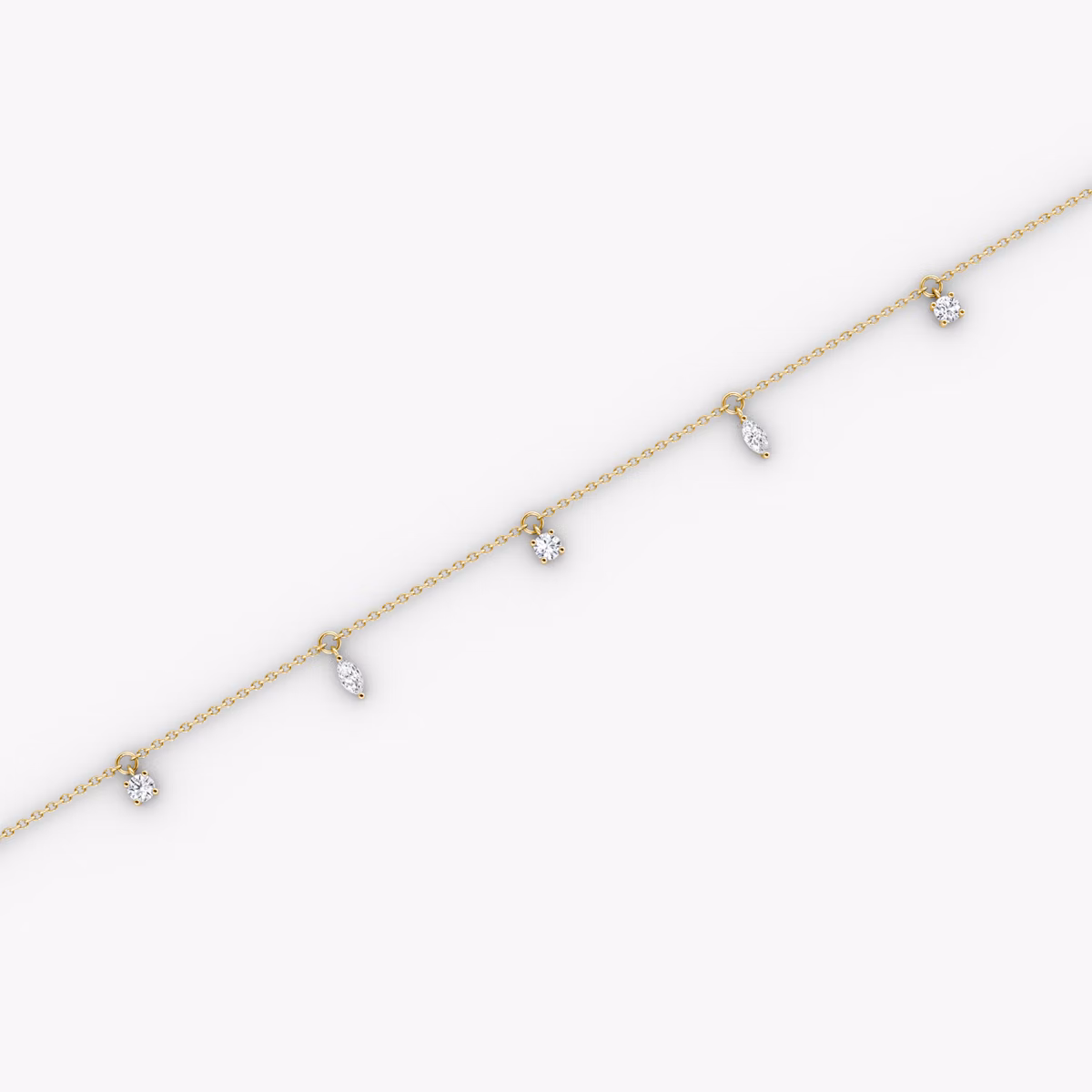 Floating Mixed Shape Bracelet | 14k | Oro amarillo | diamondCount: 5 | diamondSize: original | chainLength: 7