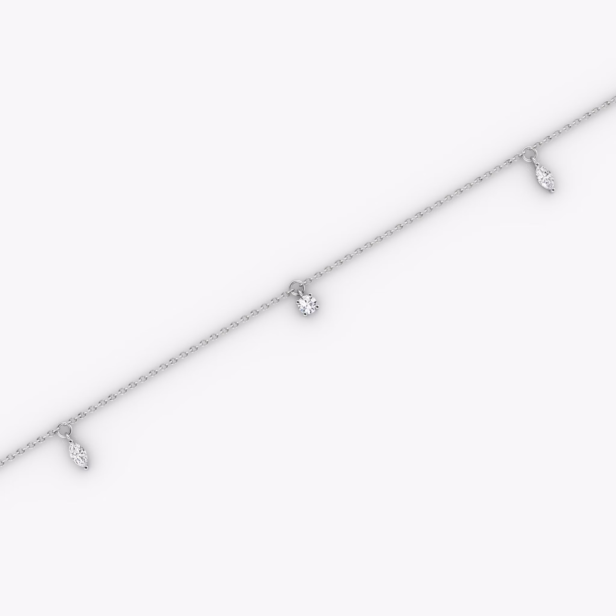 Floating Mixed Shape Bracelet | 14k | White Gold | diamondCount: 3 | diamondSize: original | chainLength: 7