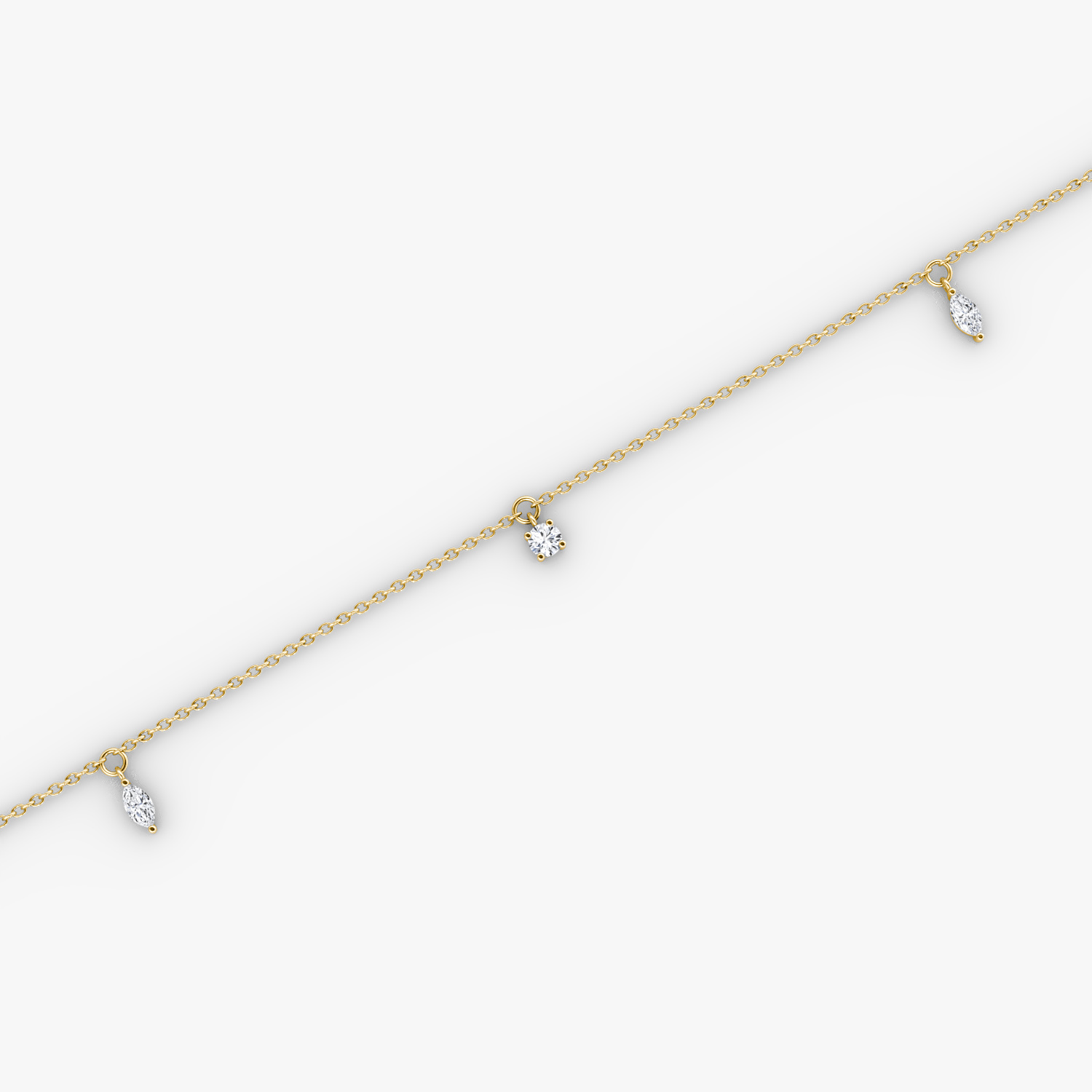 Floating Mixed Shape Bracelet | 14k | Yellow Gold | diamondCount: 3 | diamondSize: original | chainLength: 7