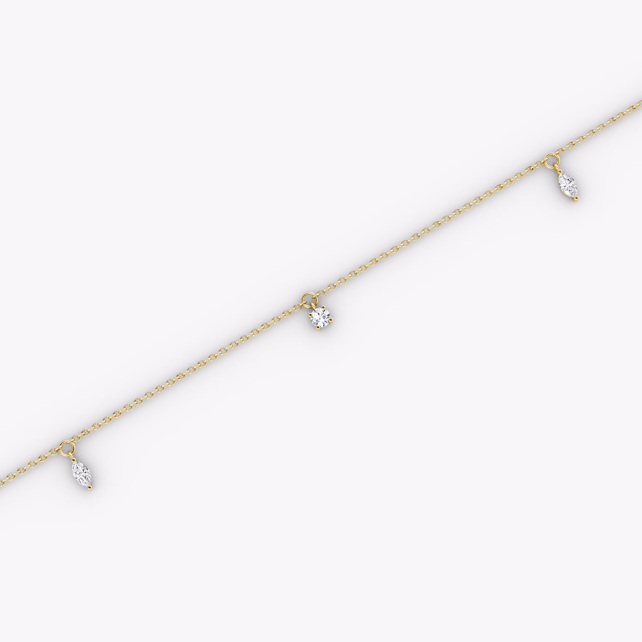 Floating Mixed Shape Bracelet | 14k | Yellow Gold | diamondCount: 3 | diamondSize: original | chainLength: 7
