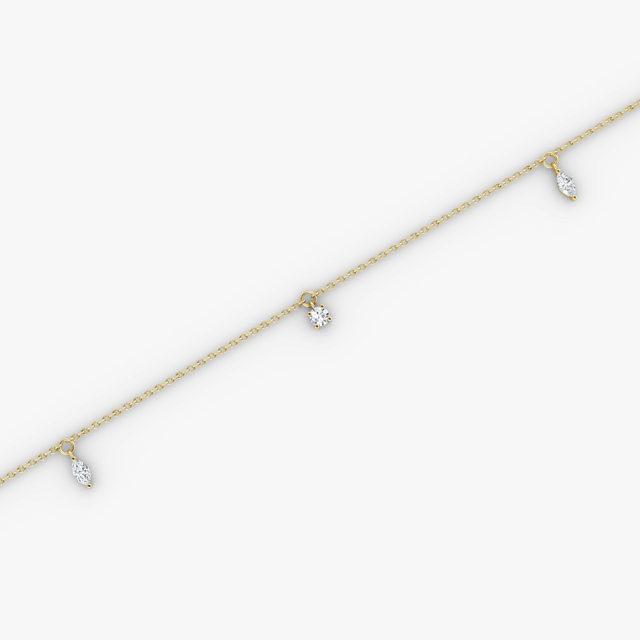 Floating Mixed Shape Bracelet | 14k | Yellow Gold | diamondCount: 3 | diamondSize: original | chainLength: 7