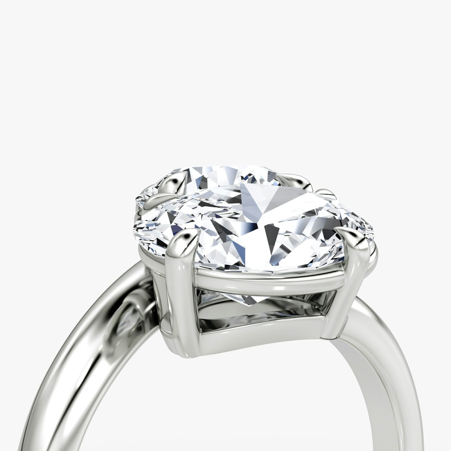 The Toi et Moi Bypass | Round Brilliant and Oval | 18k | White Gold | bandAccent: Plain | diamondOrientation: vertical | caratWeight: other