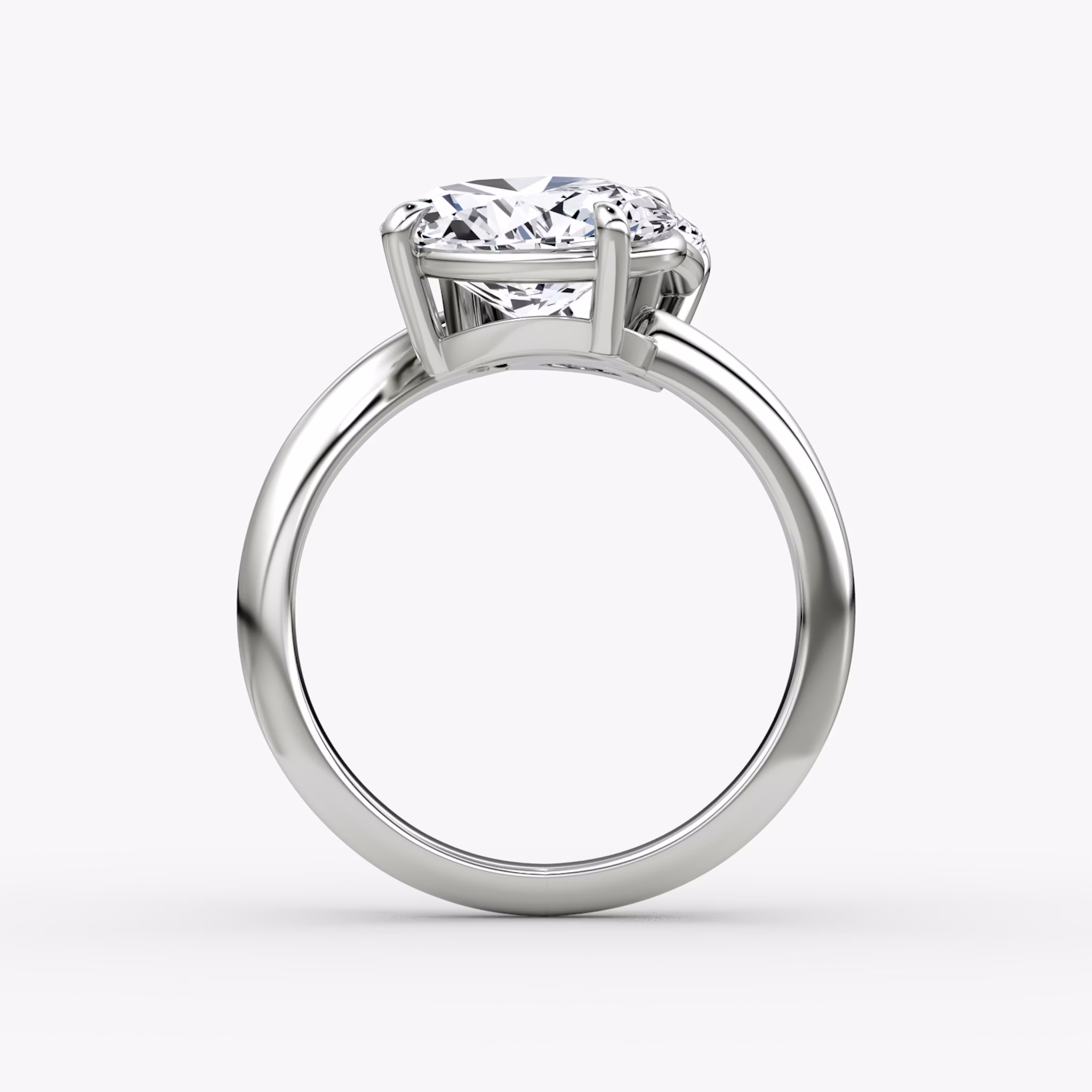 The Toi et Moi Bypass | Round Brilliant and Oval | 18k | White Gold | bandAccent: Plain | diamondOrientation: vertical | caratWeight: other