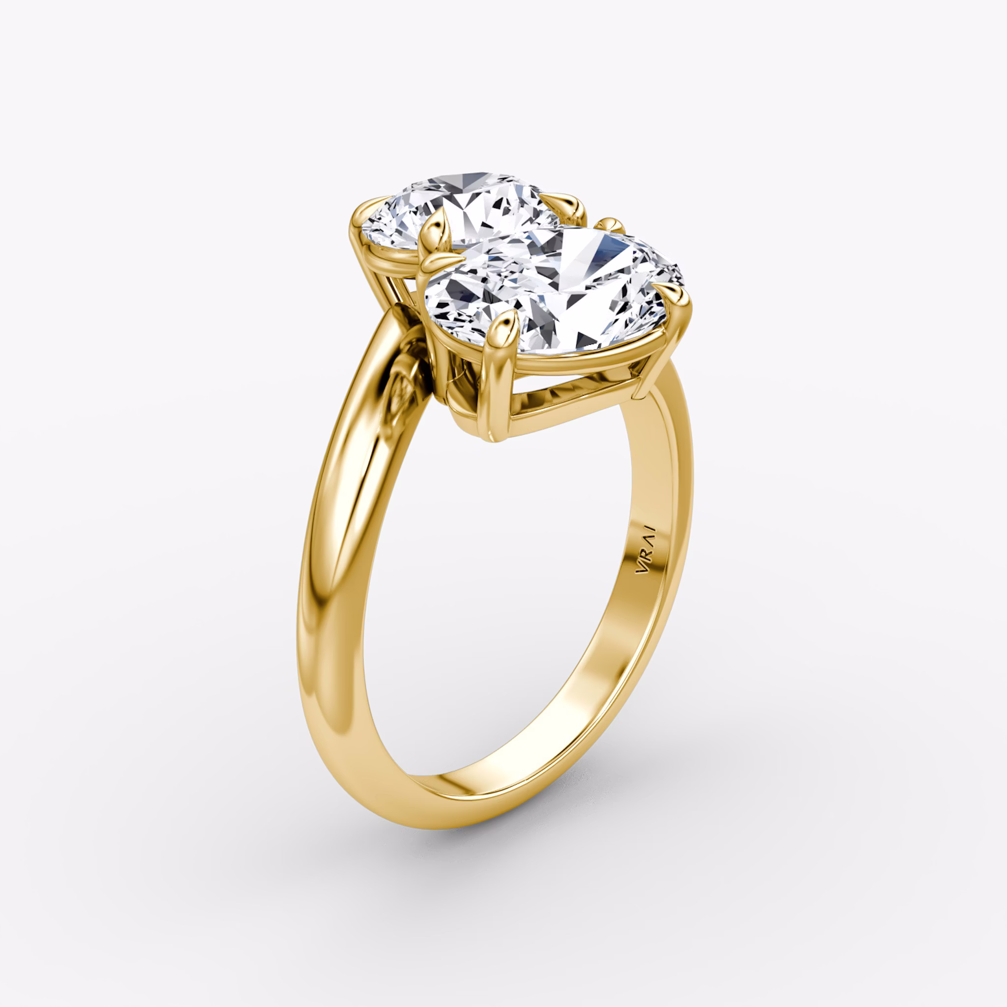 The Toi et Moi Bypass | Round Brilliant and Oval | 18k | Yellow Gold | bandAccent: Plain | diamondOrientation: vertical | caratWeight: other