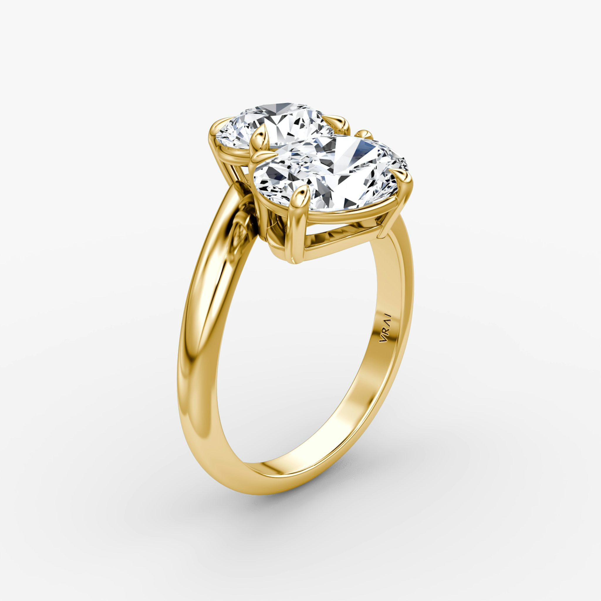The Toi et Moi Bypass | Round Brilliant and Oval | 18k | Yellow Gold | bandAccent: Plain | diamondOrientation: vertical | caratWeight: other
