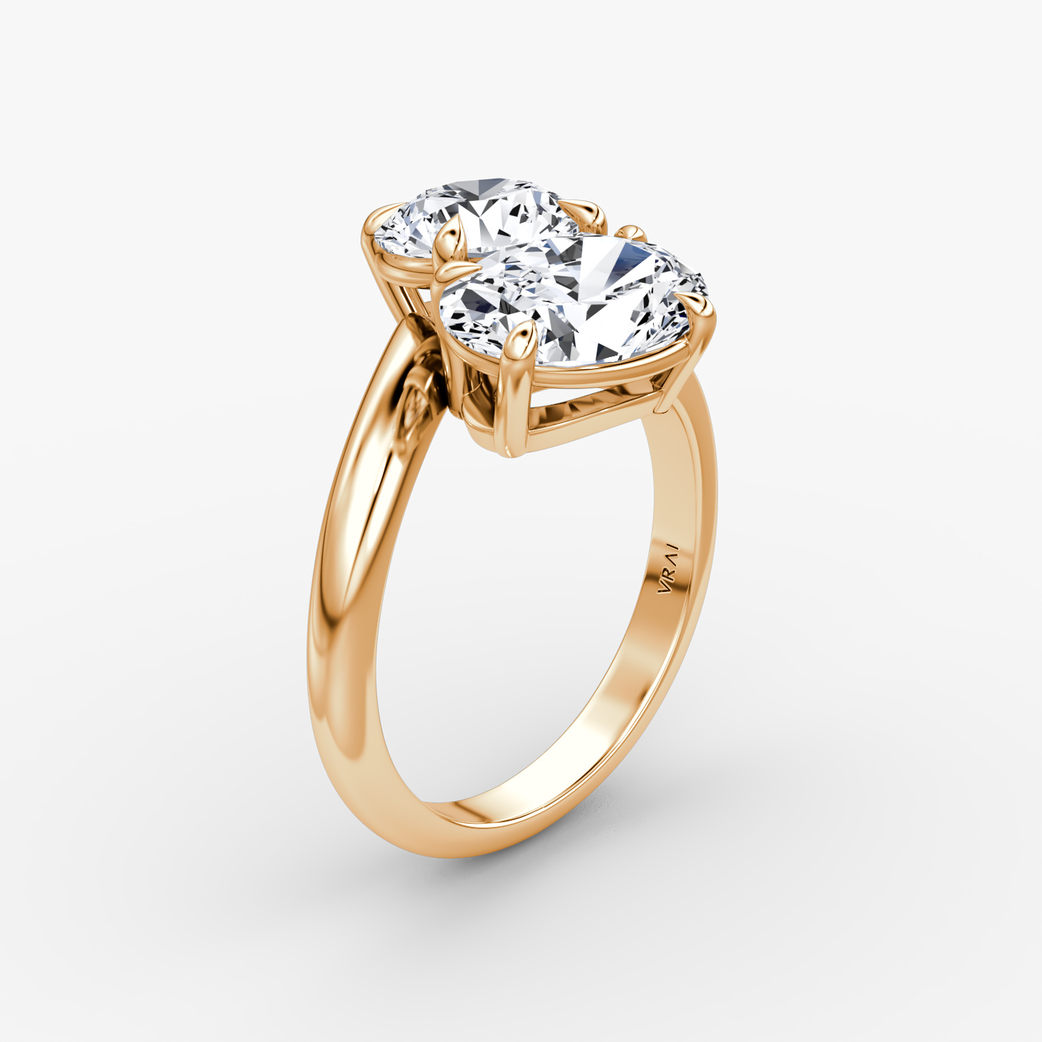 The Toi et Moi Bypass | Rond brillant et Ovale | 14k | Or rose | bandAccent: Simple | diamondOrientation: vertical | caratWeight: other