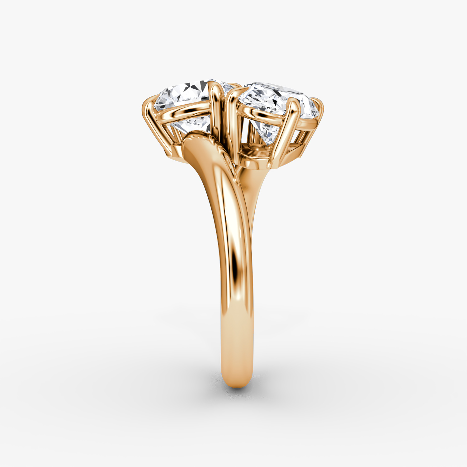 The Toi et Moi Bypass | Rond brillant et Ovale | 14k | Or rose | bandAccent: Simple | diamondOrientation: vertical | caratWeight: other