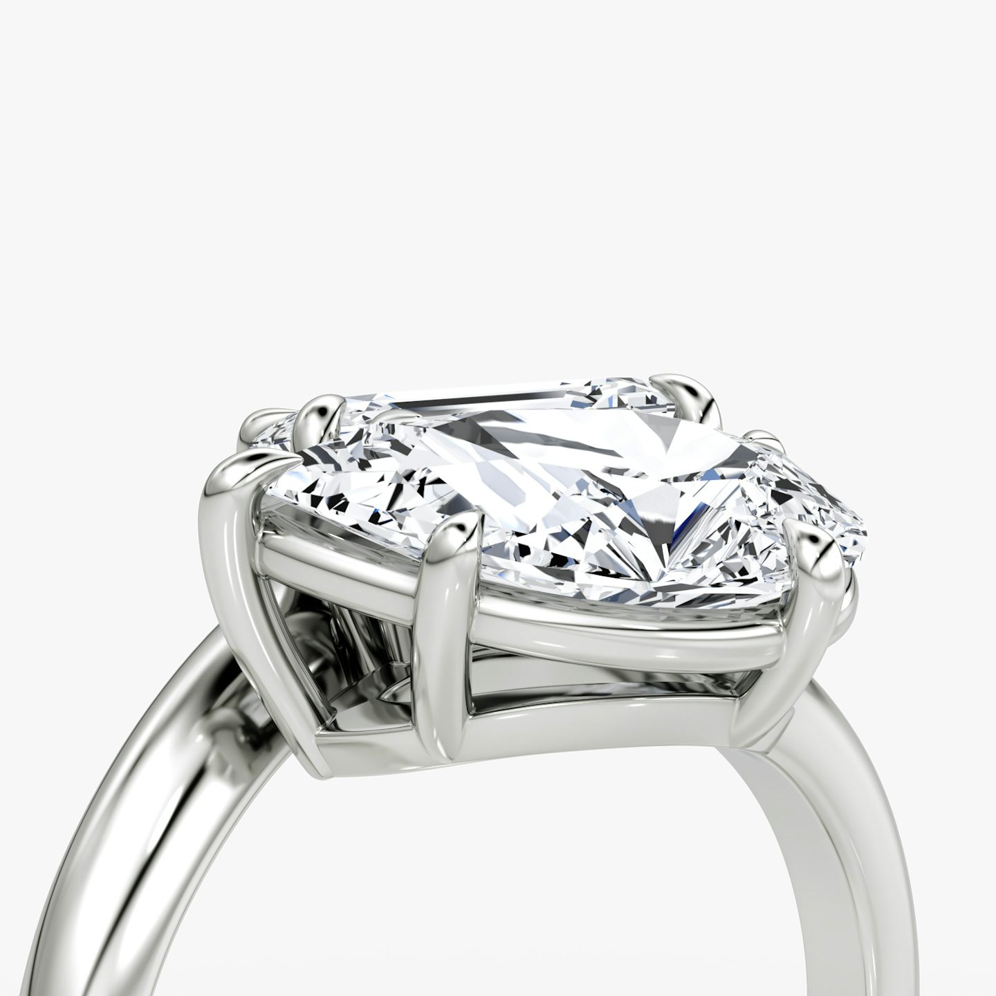 The Toi et Moi Bypass | Emerald and Pear | 18k | White Gold | bandAccent: Plain | diamondOrientation: vertical | caratWeight: other