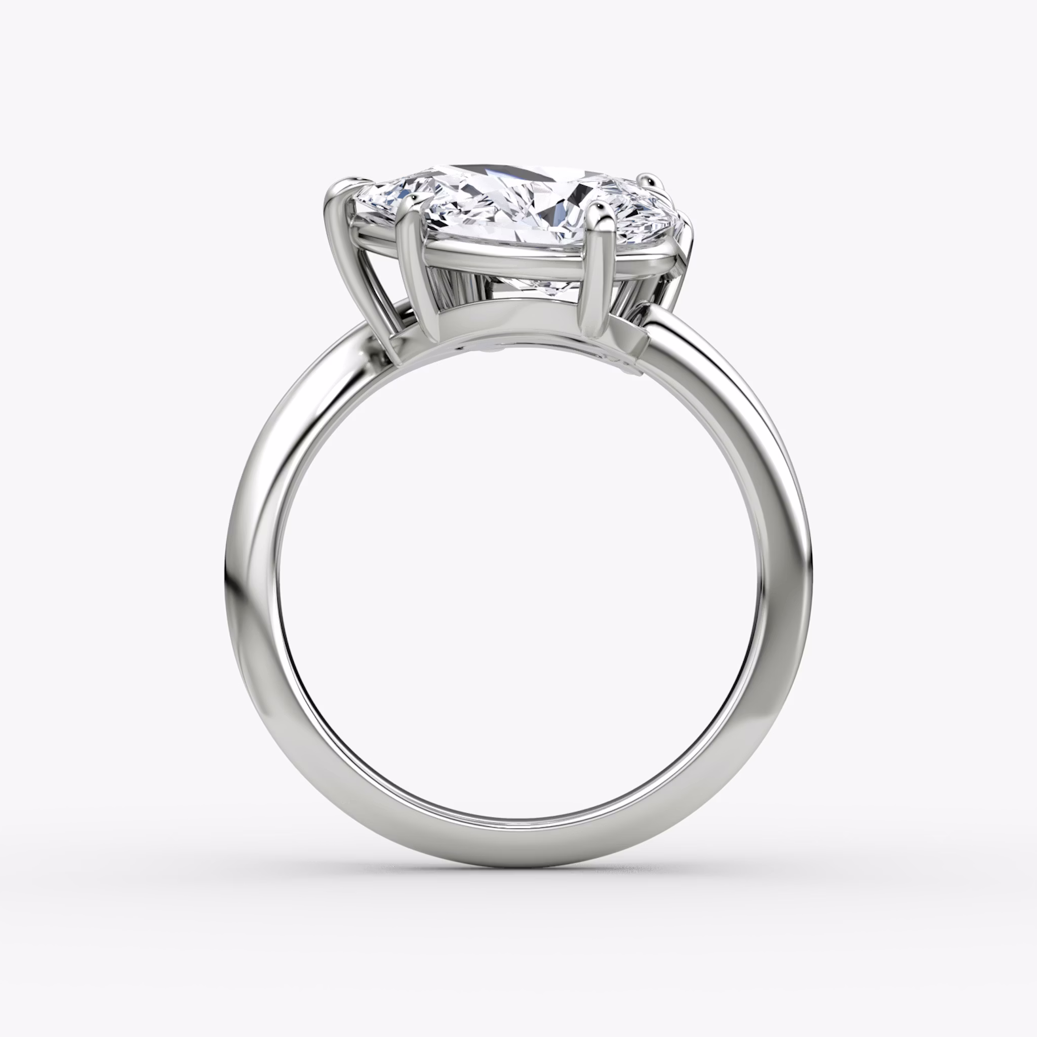 The Toi et Moi Bypass | Emerald and Pear | Platinum | bandAccent: Plain | diamondOrientation: vertical | caratWeight: other