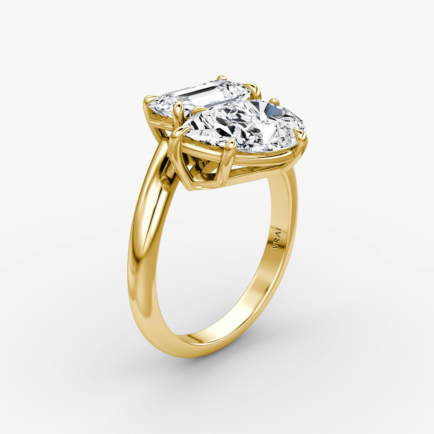 The Toi et Moi Bypass | Emerald and Pear | 18k | Yellow Gold | bandAccent: Plain | diamondOrientation: vertical | caratWeight: other