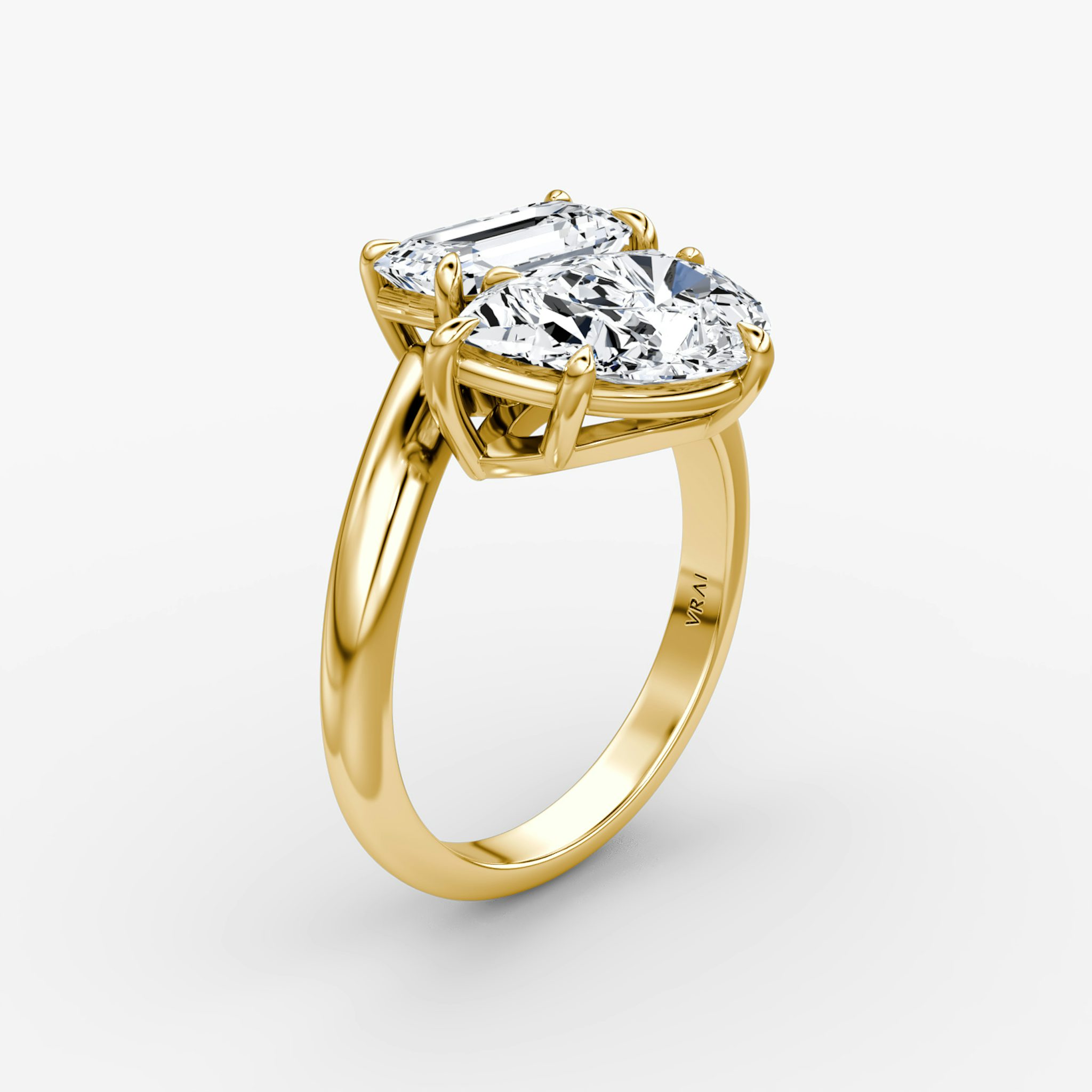 The Toi et Moi Bypass | Emerald and Pear | 18k | Yellow Gold | bandAccent: Plain | diamondOrientation: vertical | caratWeight: other