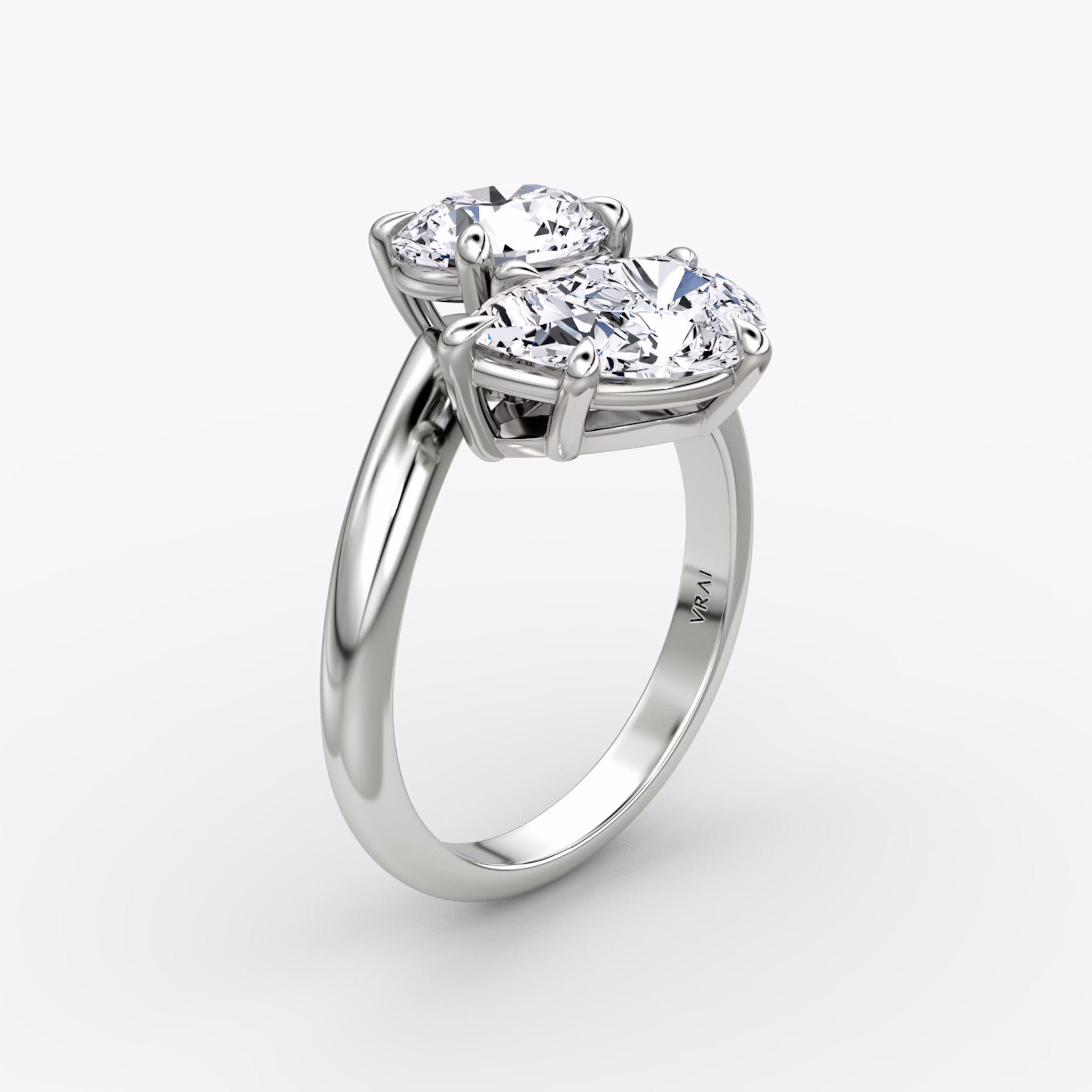 The Toi et Moi Bypass | Round Brilliant and Pear | Platinum | bandAccent: Plain | diamondOrientation: vertical | caratWeight: other
