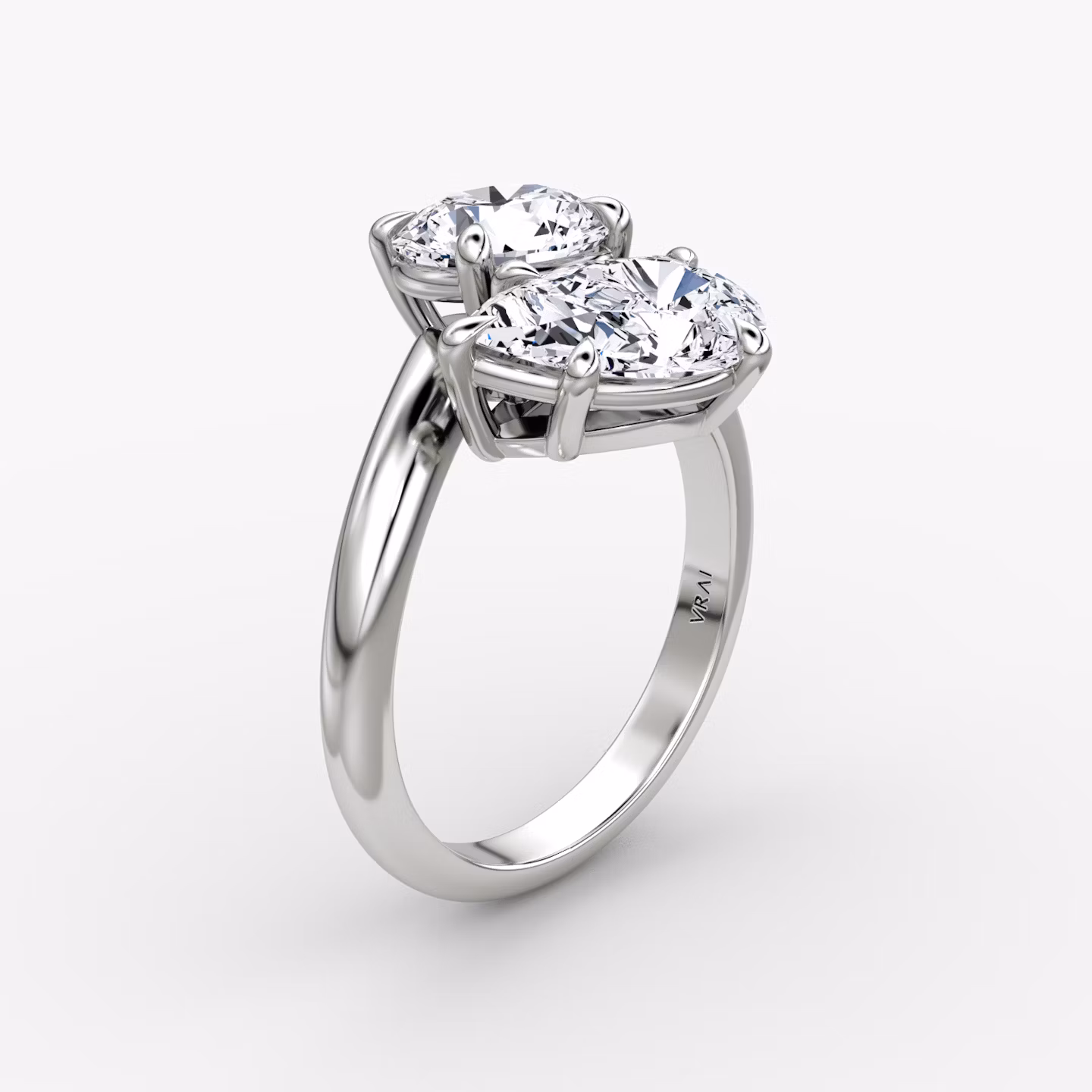 The Toi et Moi Bypass | Round Brilliant and Pear | Platinum | bandAccent: Plain | diamondOrientation: vertical | caratWeight: other