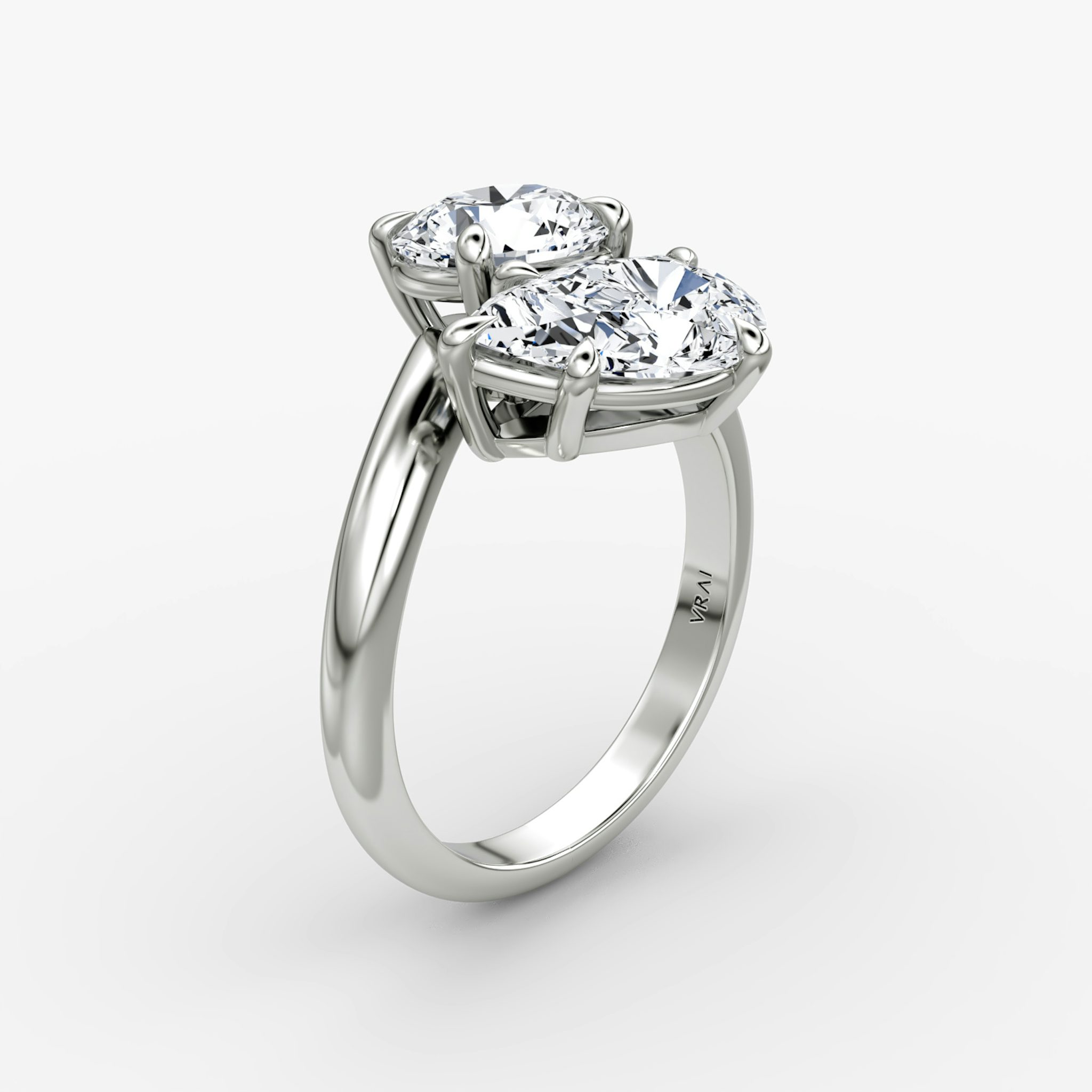The Toi et Moi Bypass | Round Brilliant and Pear | Platinum | bandAccent: Plain | diamondOrientation: vertical | caratWeight: other