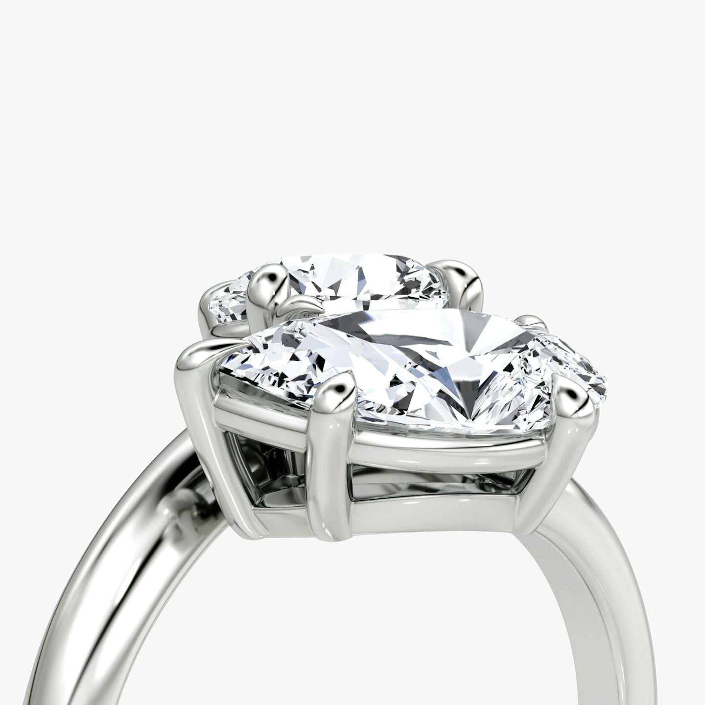 The Toi et Moi Bypass | Round Brilliant and Pear | Platinum | bandAccent: Plain | diamondOrientation: vertical | caratWeight: other