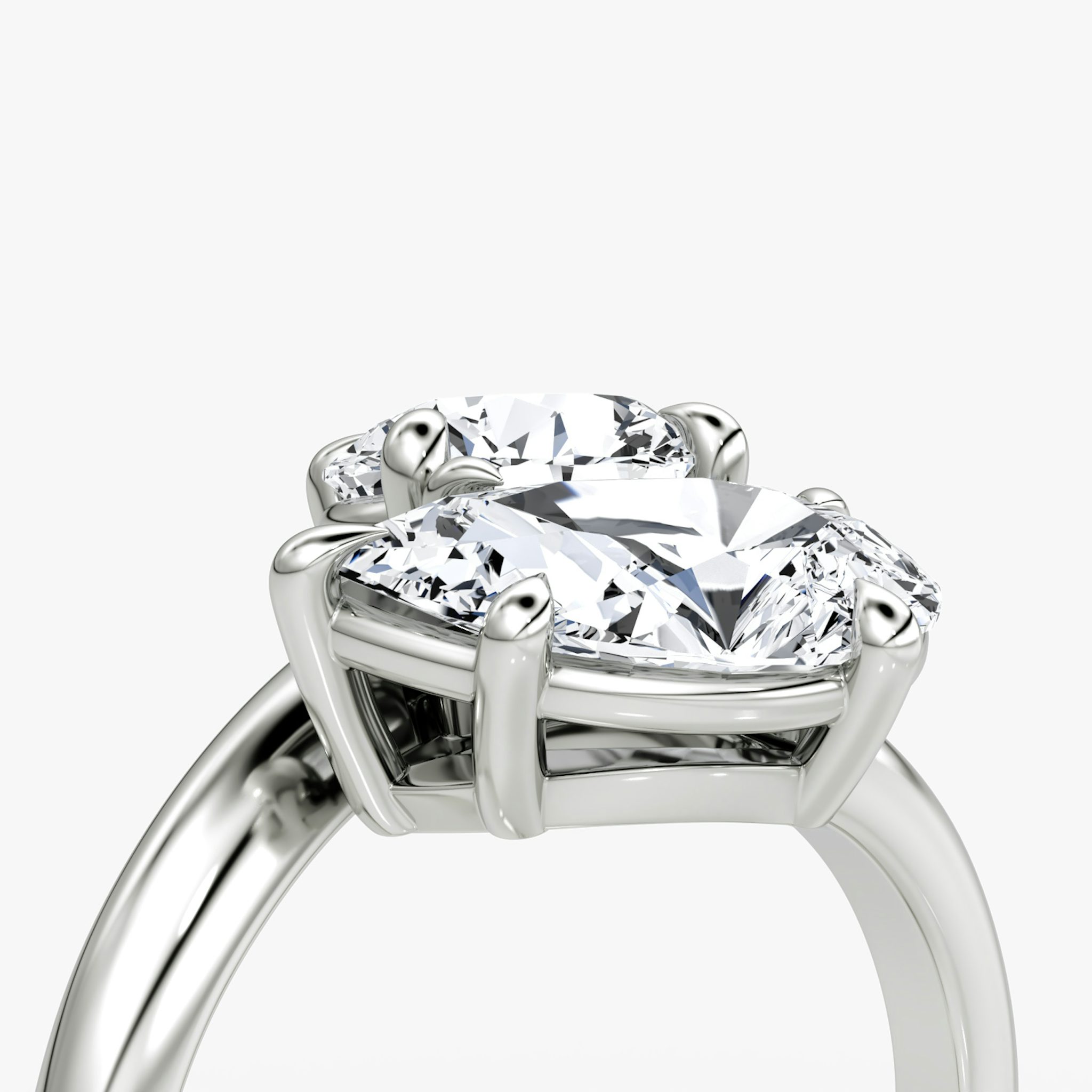 The Toi et Moi Bypass | Round Brilliant and Pear | Platinum | bandAccent: Plain | diamondOrientation: vertical | caratWeight: other