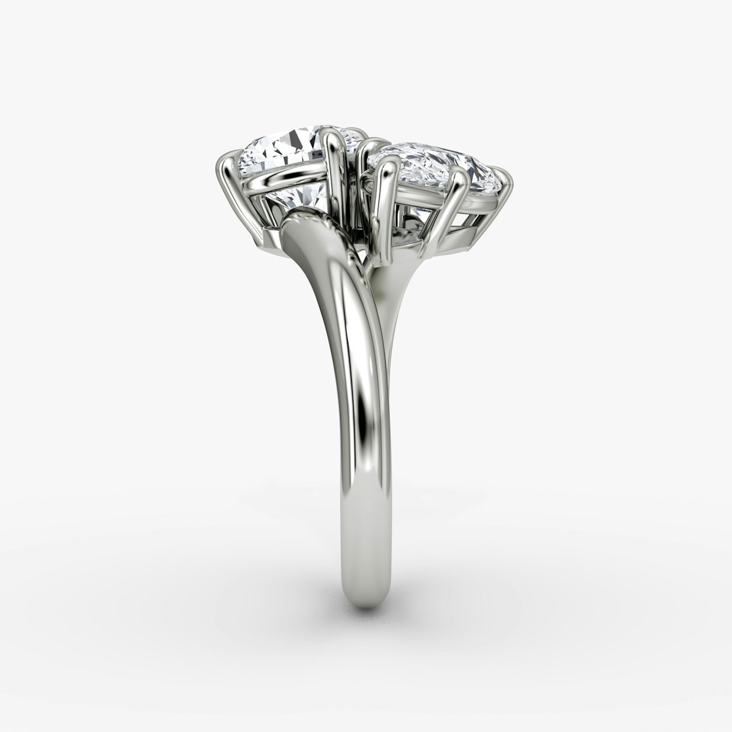 The Toi et Moi Bypass | Round Brilliant and Pear | Platinum | bandAccent: Plain | diamondOrientation: vertical | caratWeight: other