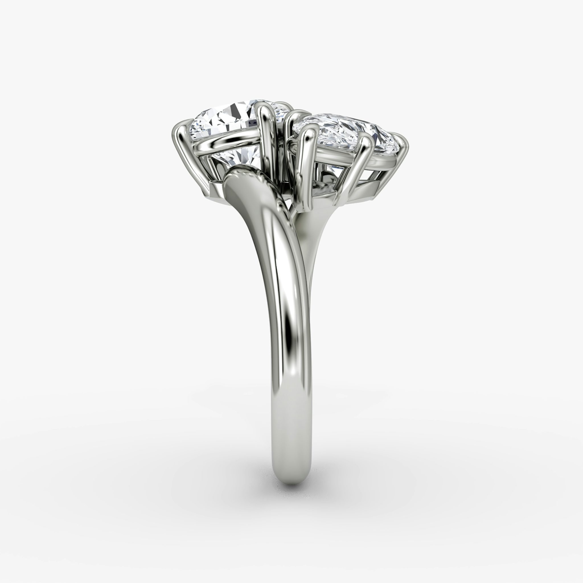 The Toi et Moi Bypass | Round Brilliant and Pear | Platinum | bandAccent: Plain | diamondOrientation: vertical | caratWeight: other