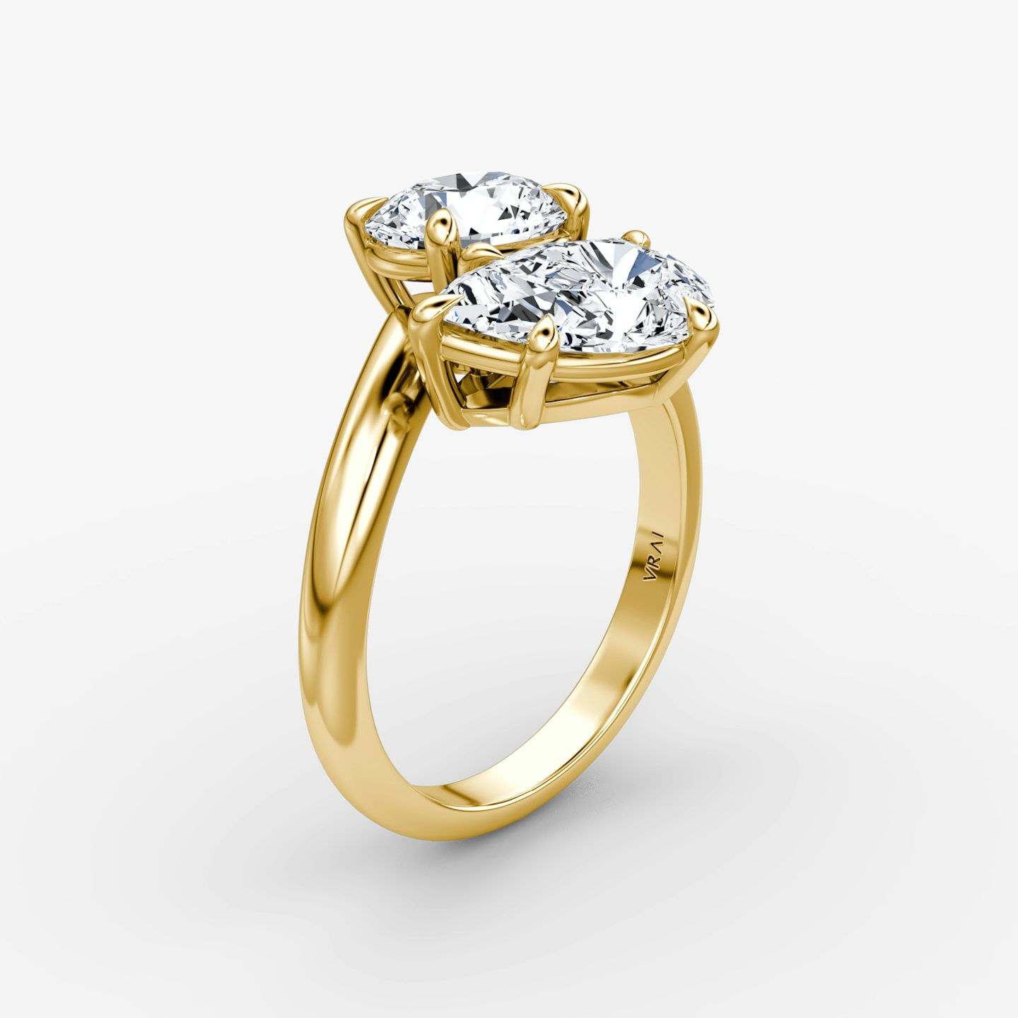 The Toi et Moi Bypass | Round Brilliant and Pear | 18k | Yellow Gold | bandAccent: Plain | diamondOrientation: vertical | caratWeight: other