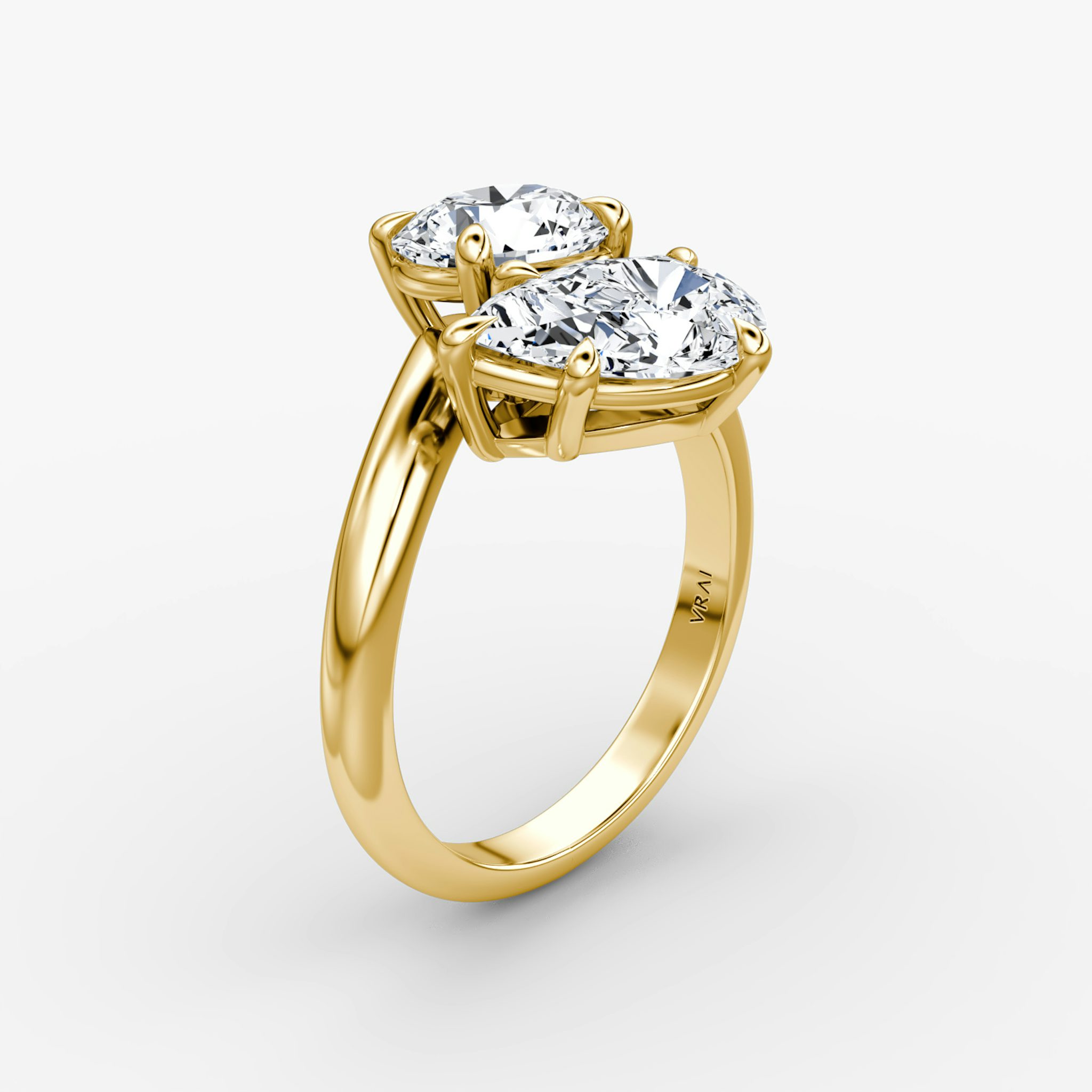 The Toi et Moi Bypass | Round Brilliant and Pear | 18k | Yellow Gold | bandAccent: Plain | diamondOrientation: vertical | caratWeight: other