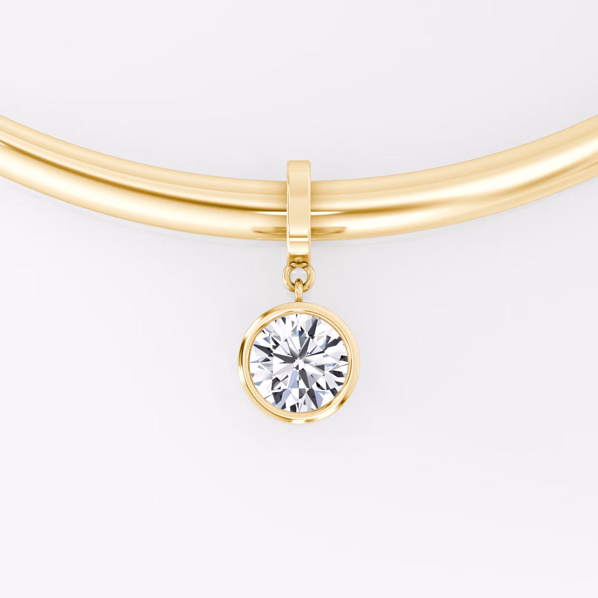 Collar with Drop Pendant | Round Brilliant | 14k | Yellow Gold | chainLength: 16.5
