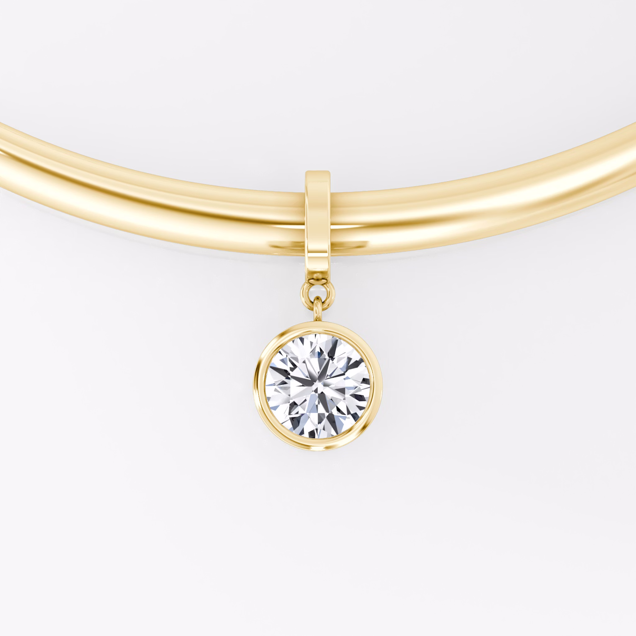 Collar with Drop Pendant | Round Brilliant | 14k | Yellow Gold | chainLength: 16.5
