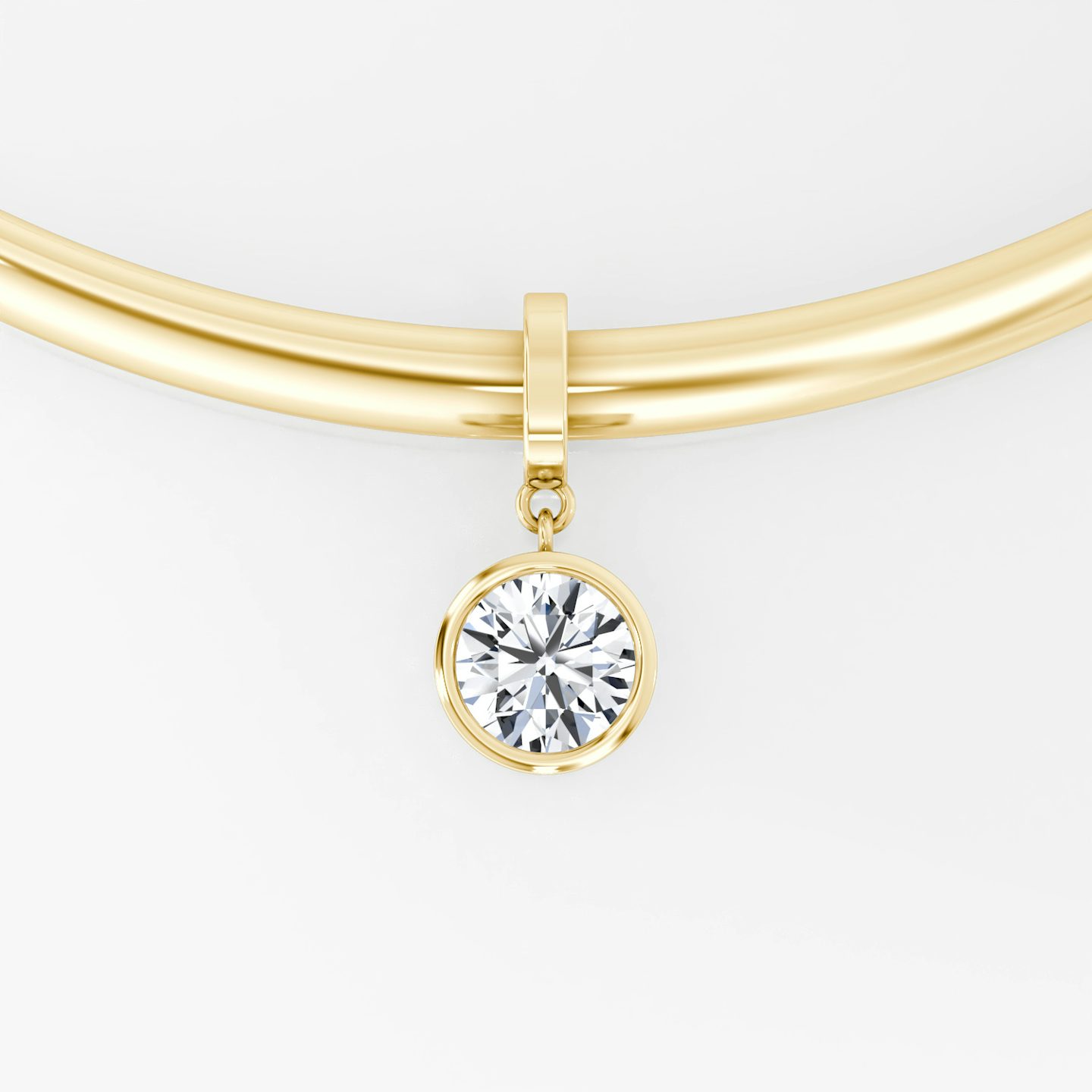 Collar with Drop Pendant | Round Brilliant | 14k | Yellow Gold | chainLength: 16.5