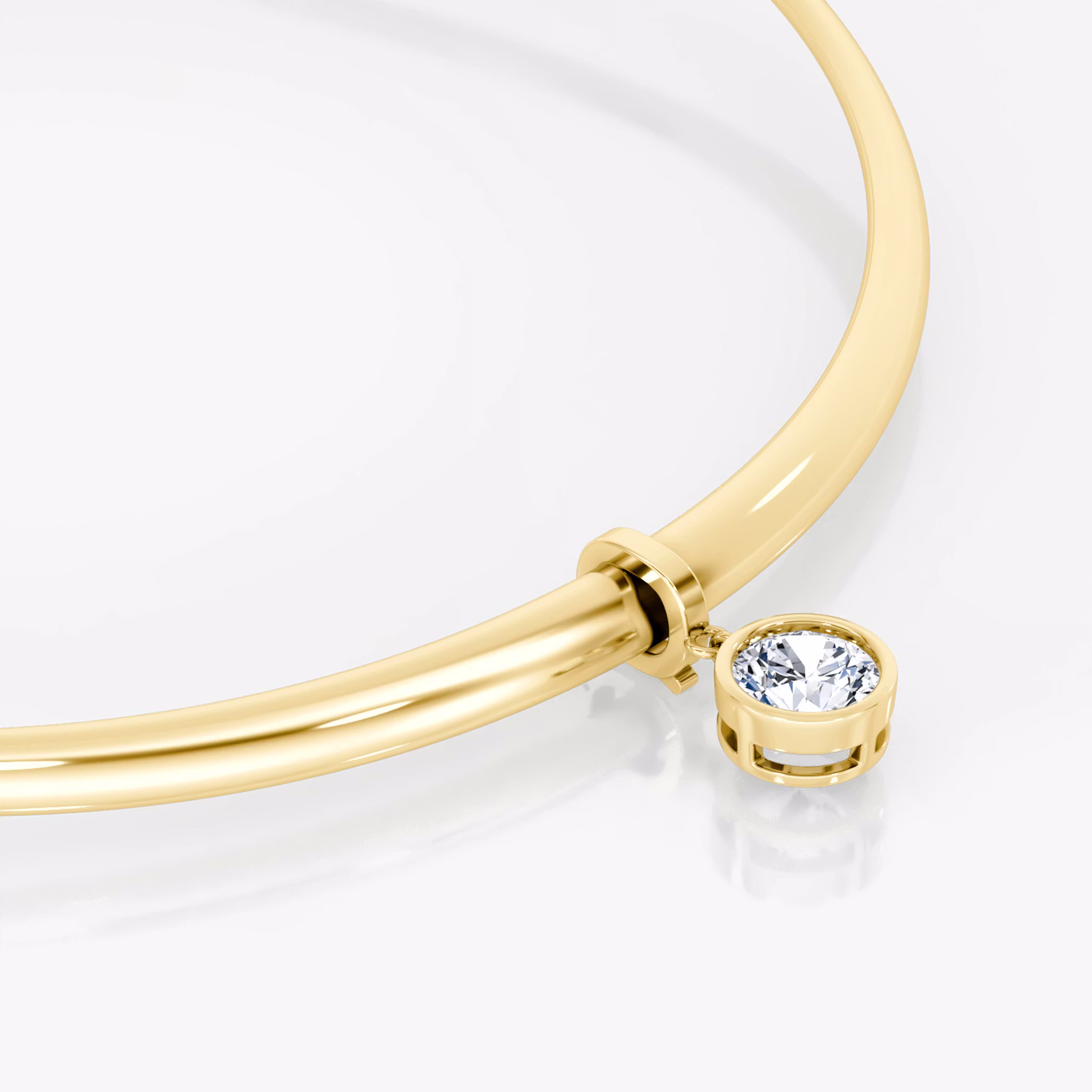 Collar with Drop Pendant Round Brilliant | Yellow Gold