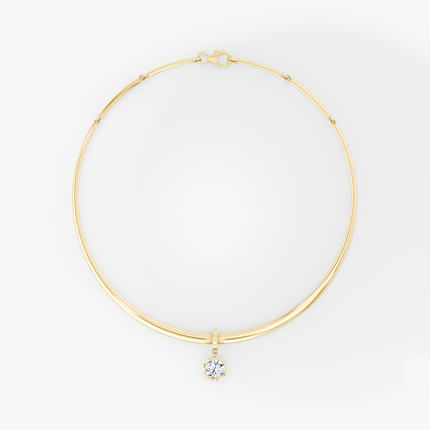 Collier avec Pendentif Drop | Rond Brillant | 14k | Or jaune | chainLength: 16.5