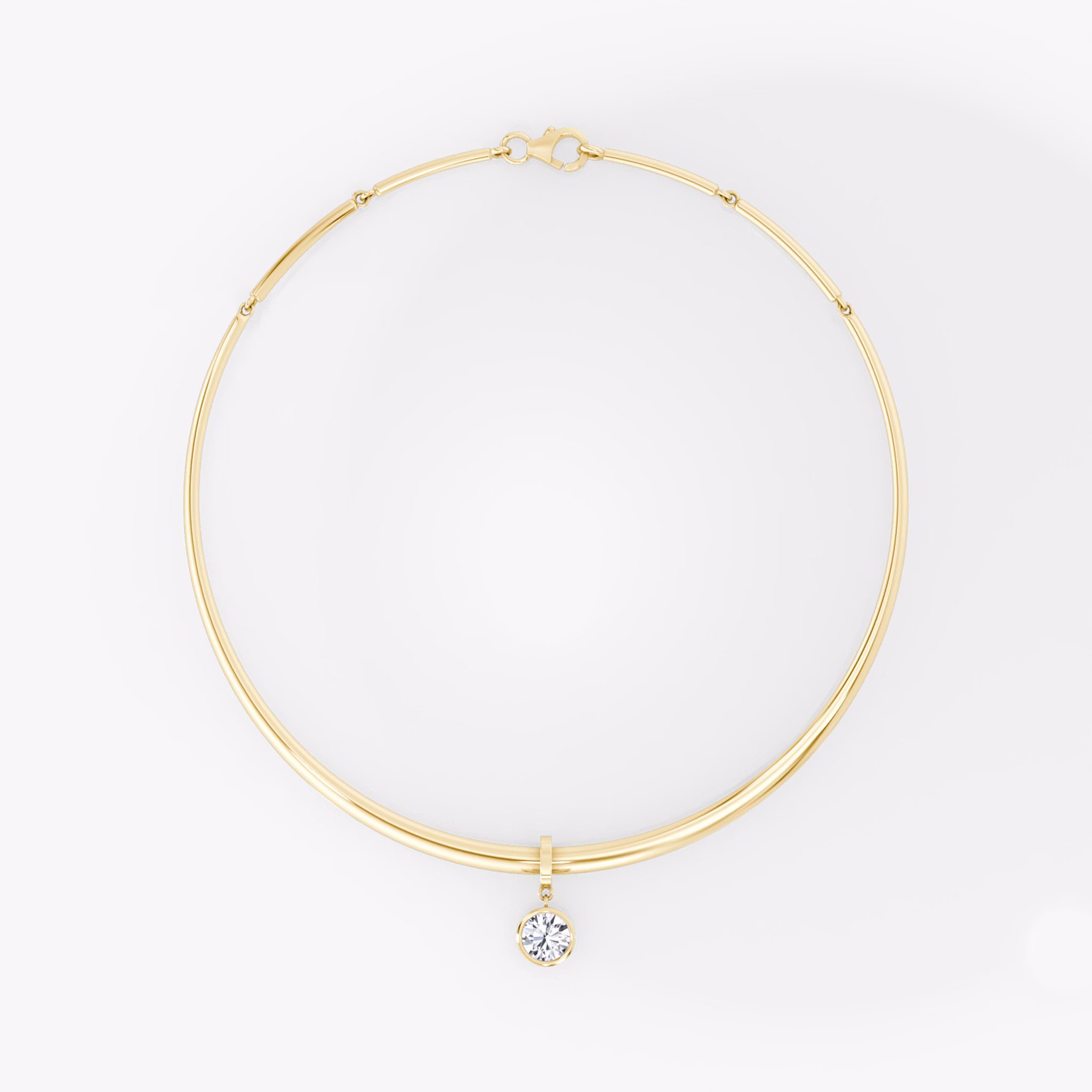 Collar with Drop Pendant | Round Brilliant | 14k | Yellow Gold | chainLength: 16.5