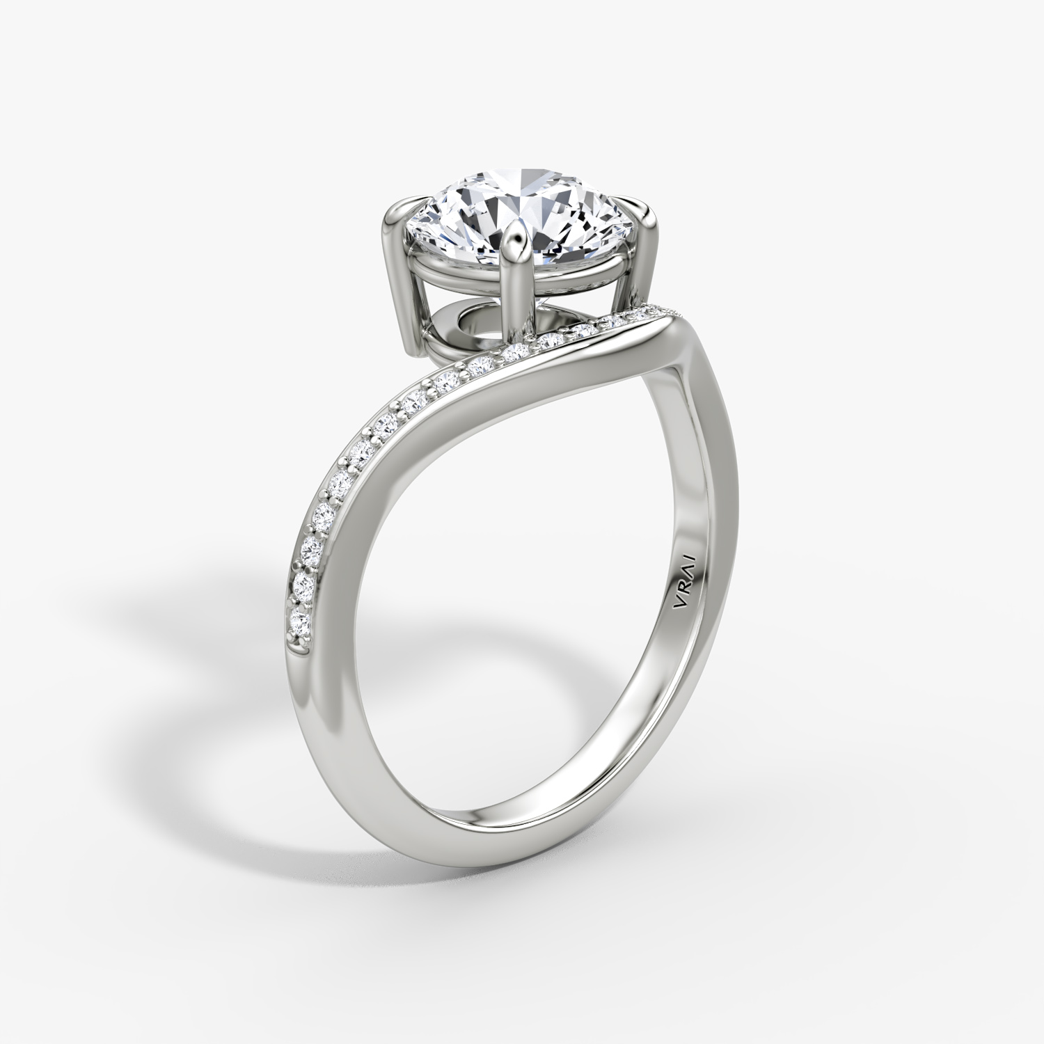 The Curve | Round Brilliant | Platinum | bandAccent: Pavé | caratWeight: 1.5ct | diamondOrientation: vertical