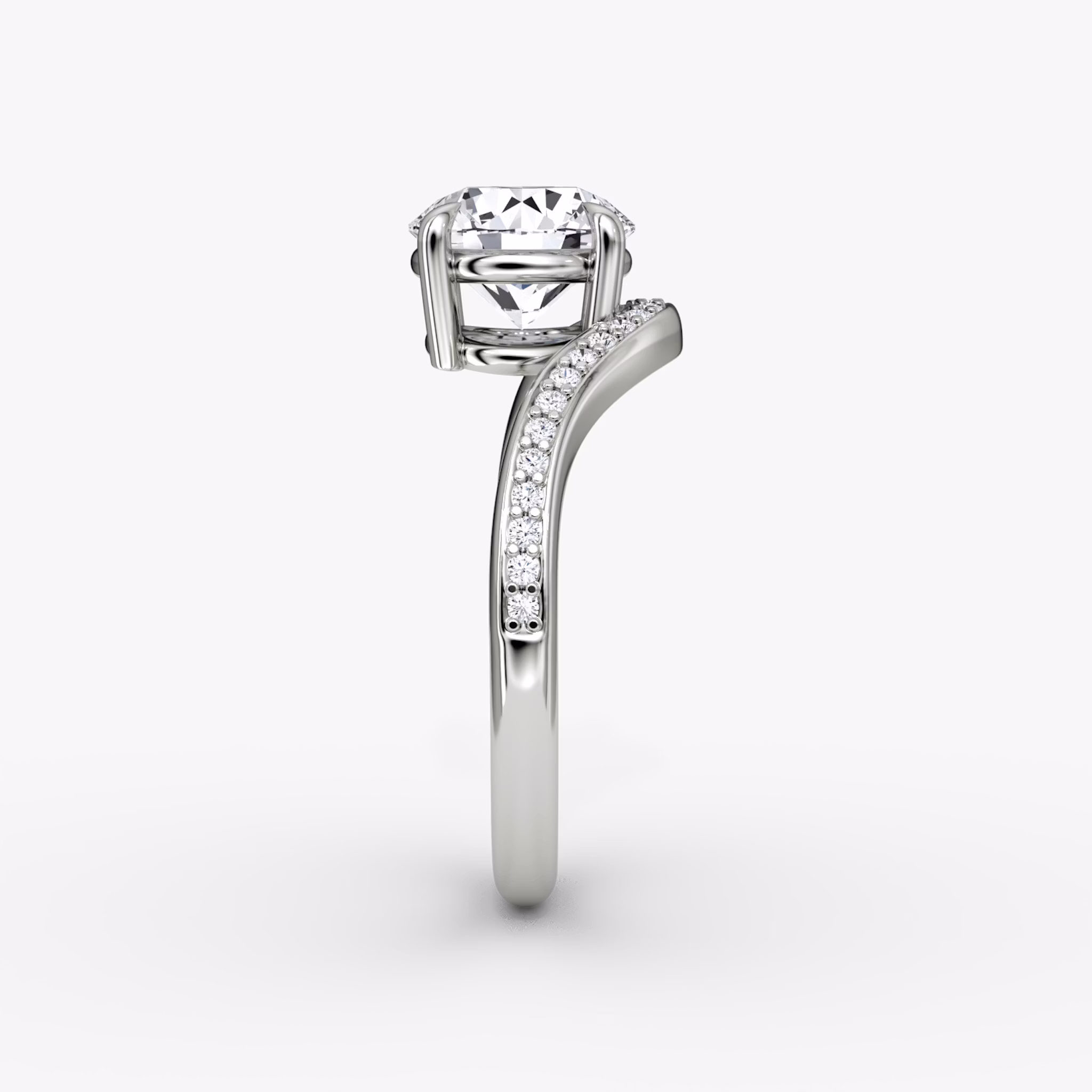 The Curve | Round Brilliant | 18k | White Gold | bandAccent: Pavé | caratWeight: 1.0ct | diamondOrientation: vertical
