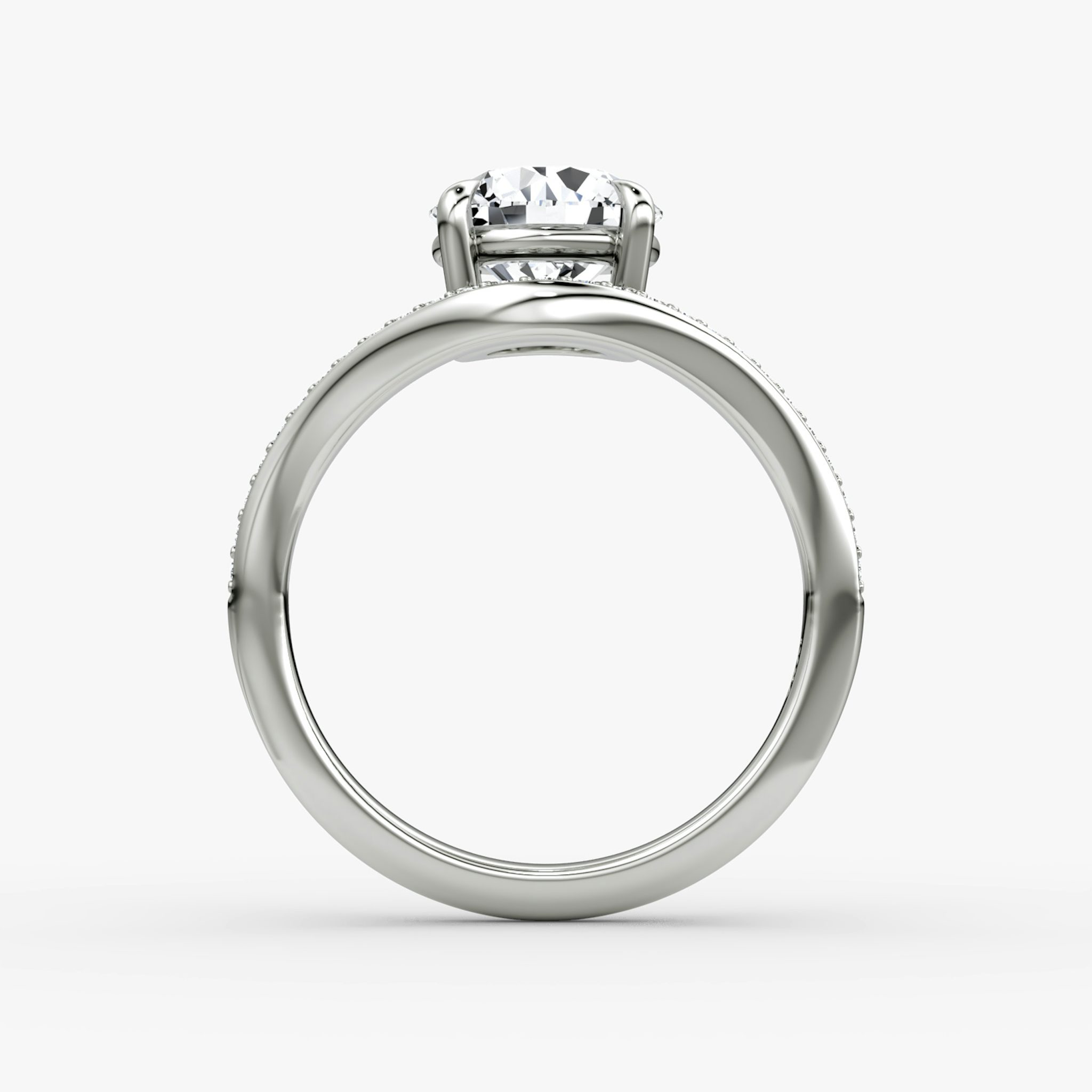 The Curve | Round Brilliant | 18k | White Gold | bandAccent: Pavé | caratWeight: 1.0ct | diamondOrientation: vertical