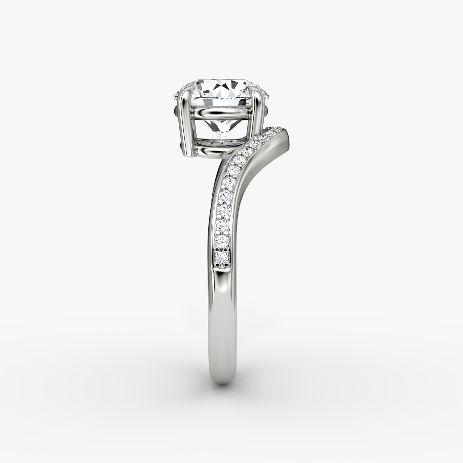 The Curve | Round Brilliant | Platinum | bandAccent: Pavé | caratWeight: 1.0ct | diamondOrientation: vertical
