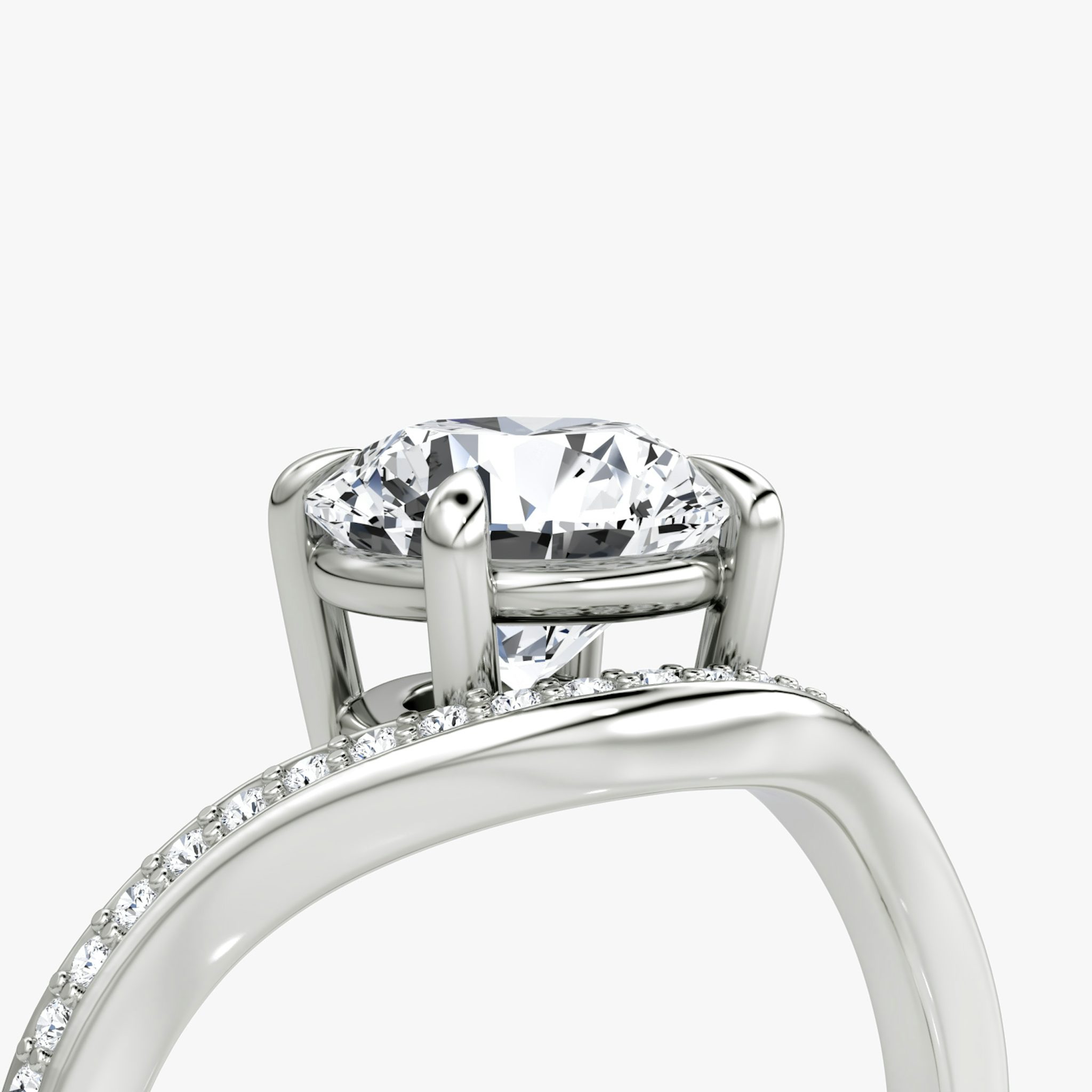 The Curve | Round Brilliant | Platinum | bandAccent: Pavé | caratWeight: 1.0ct | diamondOrientation: vertical
