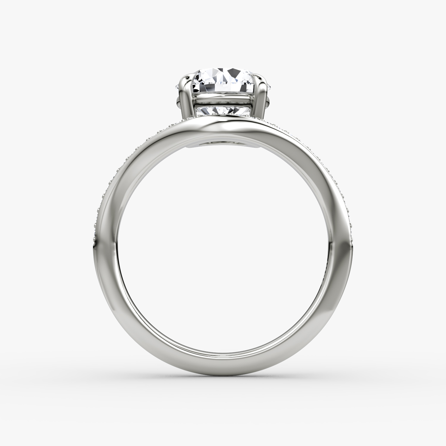 The Curve | Round Brilliant | 18k | White Gold | bandAccent: Pavé | caratWeight: 2.0ct | diamondOrientation: vertical