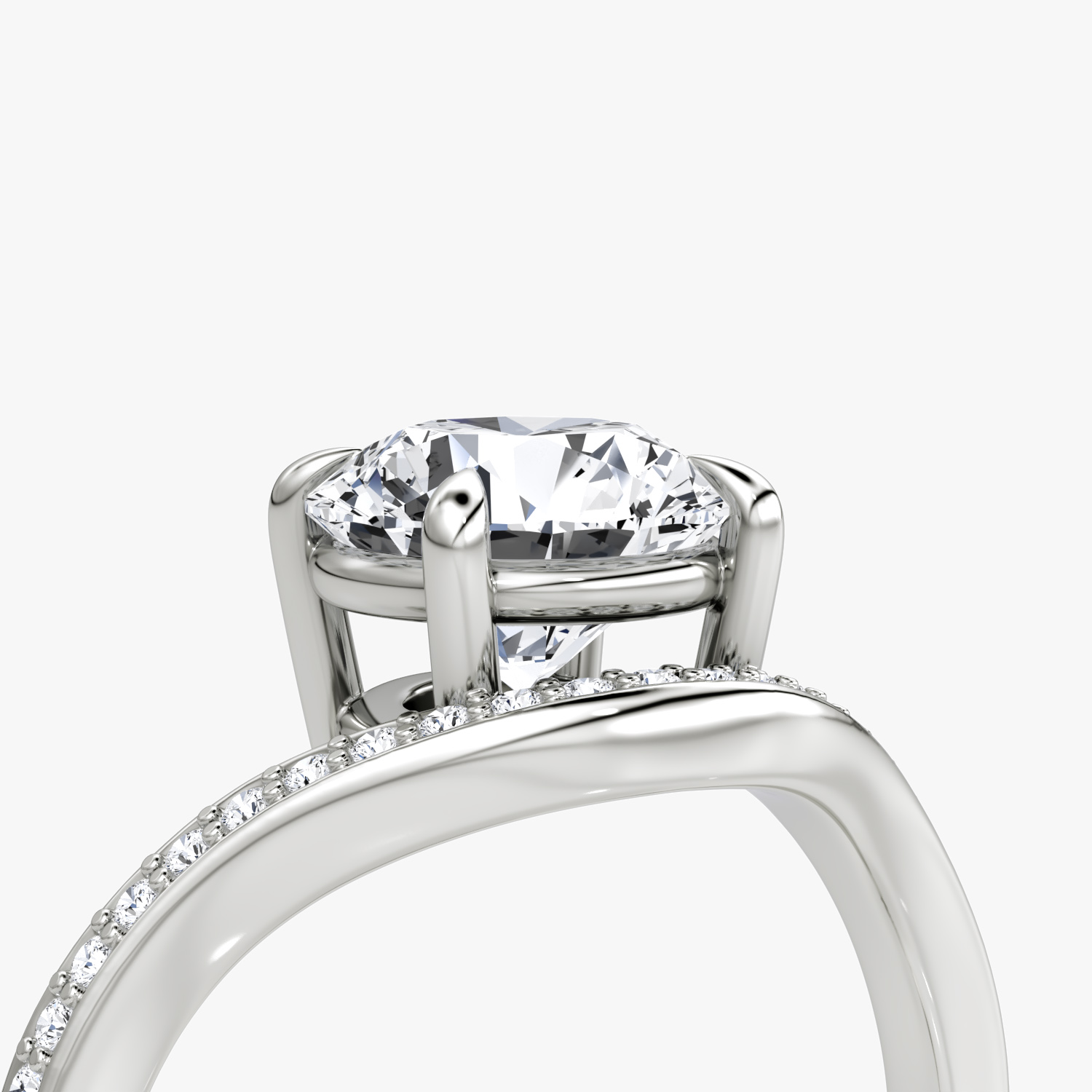 The Curve | Round Brilliant | 18k | White Gold | bandAccent: Pavé | caratWeight: 2.0ct | diamondOrientation: vertical