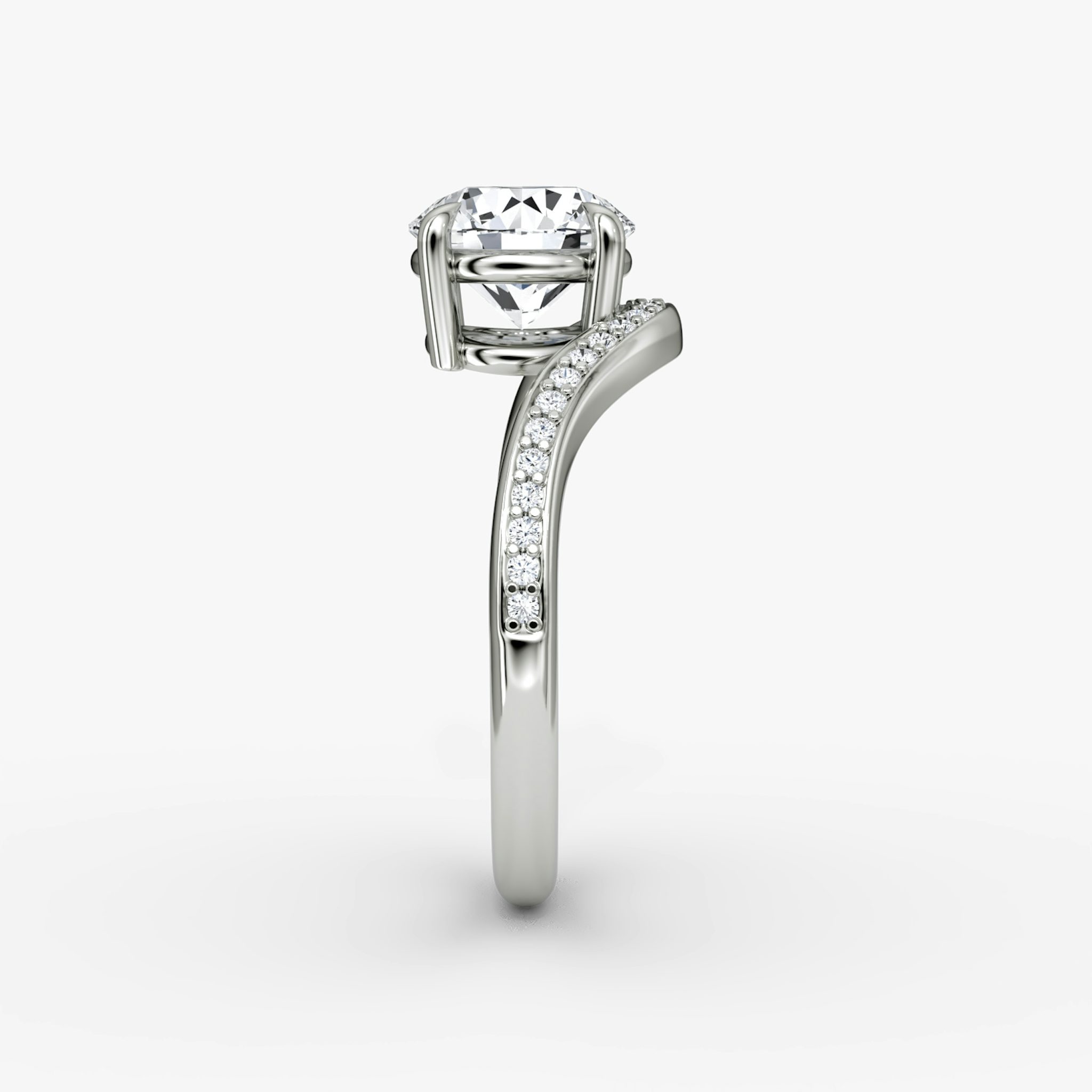 The Curve | Round Brilliant | Platinum | bandAccent: Pavé | caratWeight: 2.0ct | diamondOrientation: vertical