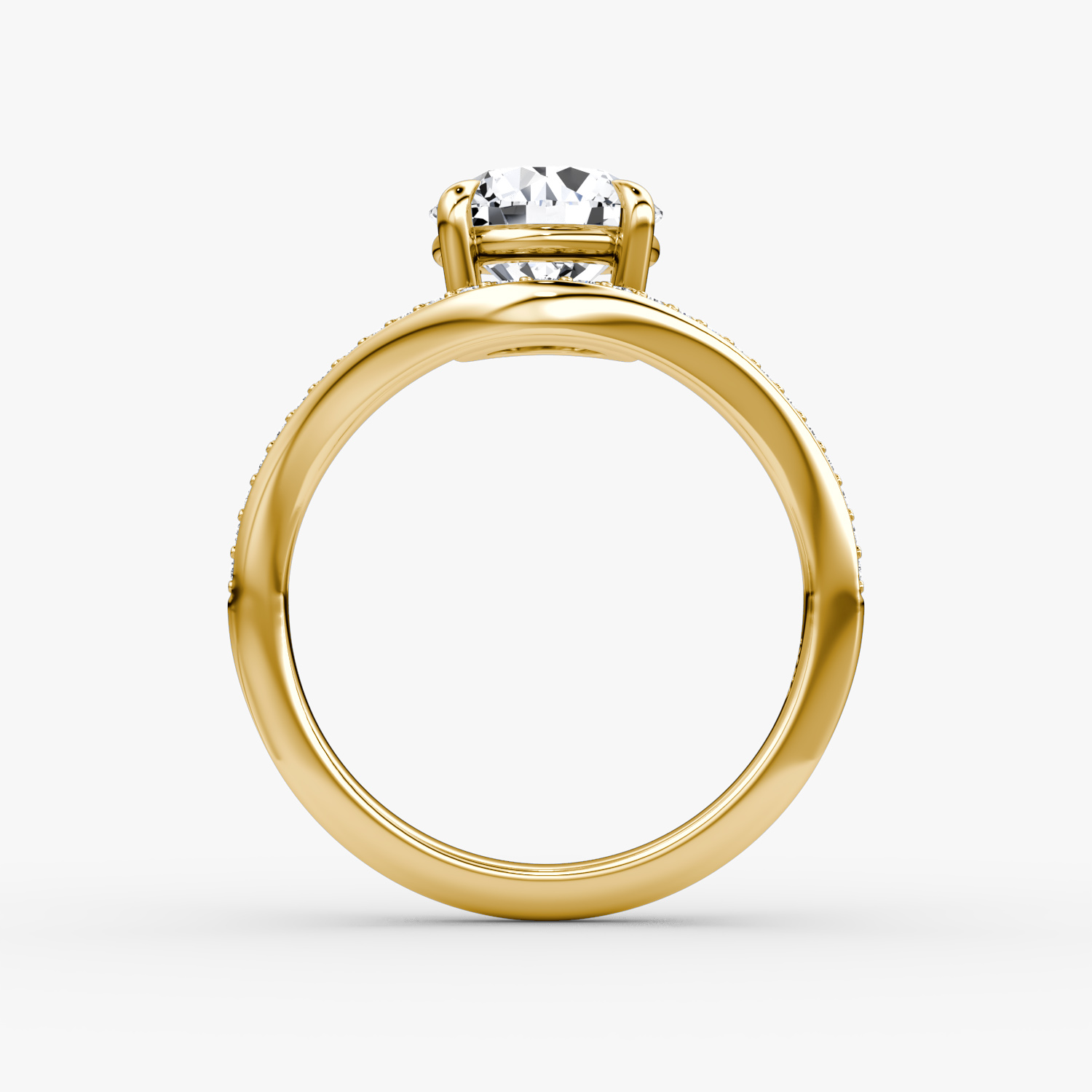The Curve | Round Brilliant | 18k | Yellow Gold | bandAccent: Pavé | caratWeight: 1.0ct | diamondOrientation: vertical