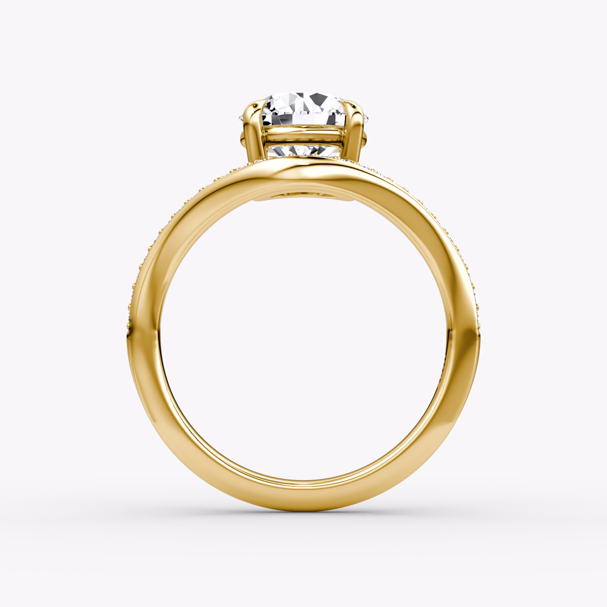 The Curve | Round Brilliant | 18k | Yellow Gold | bandAccent: Pavé | caratWeight: 1.0ct | diamondOrientation: vertical